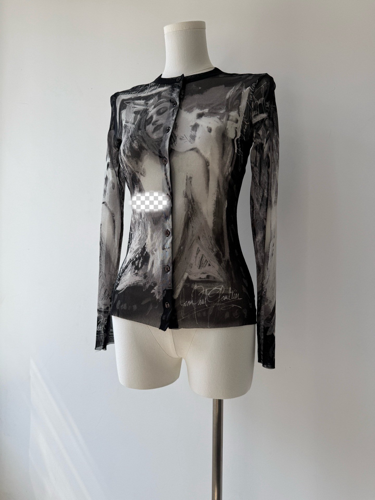 Jean Paul Gaultier Sheer Mesh Art Cardigan — back