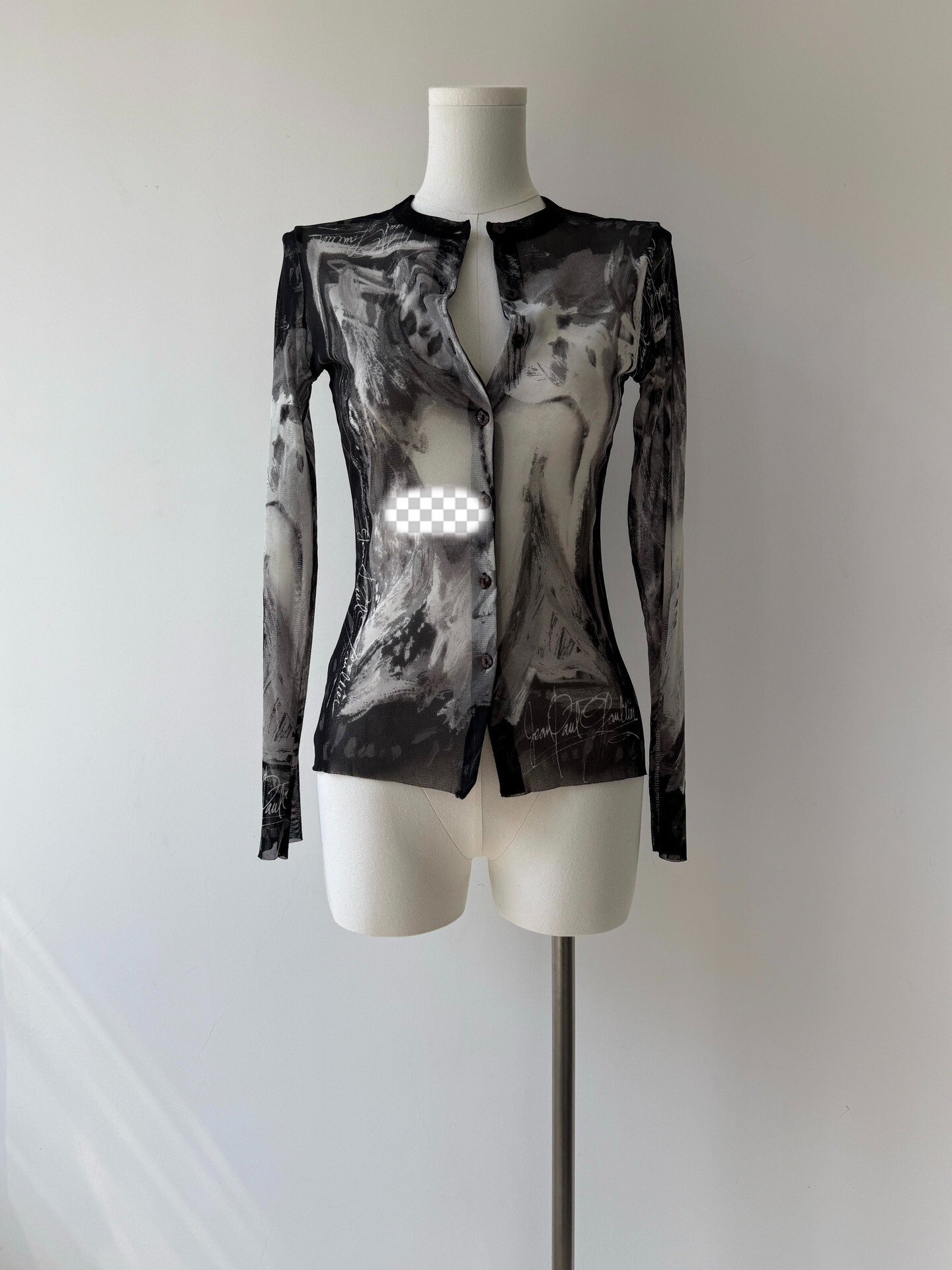 Jean Paul Gaultier Sheer Mesh Art Cardigan