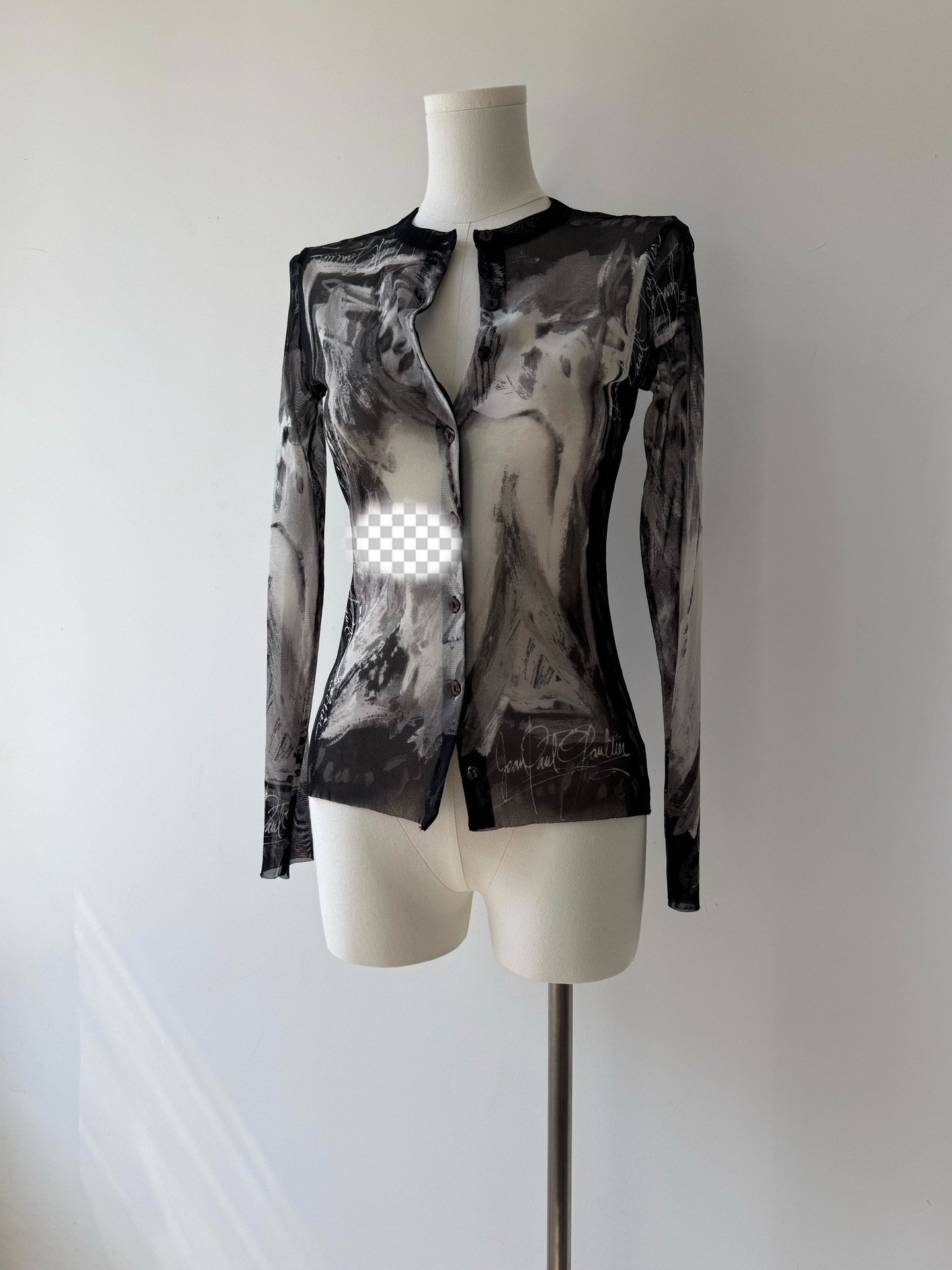 Jean Paul Gaultier Sheer Mesh Art Cardigan — front