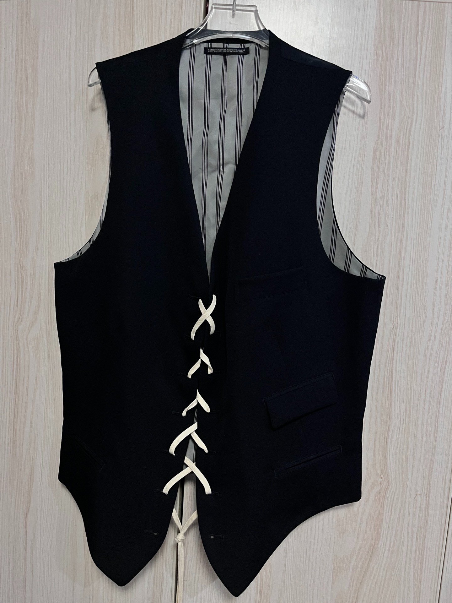 Yohji Yamamoto 21SS Black Lace-Up Vest — front