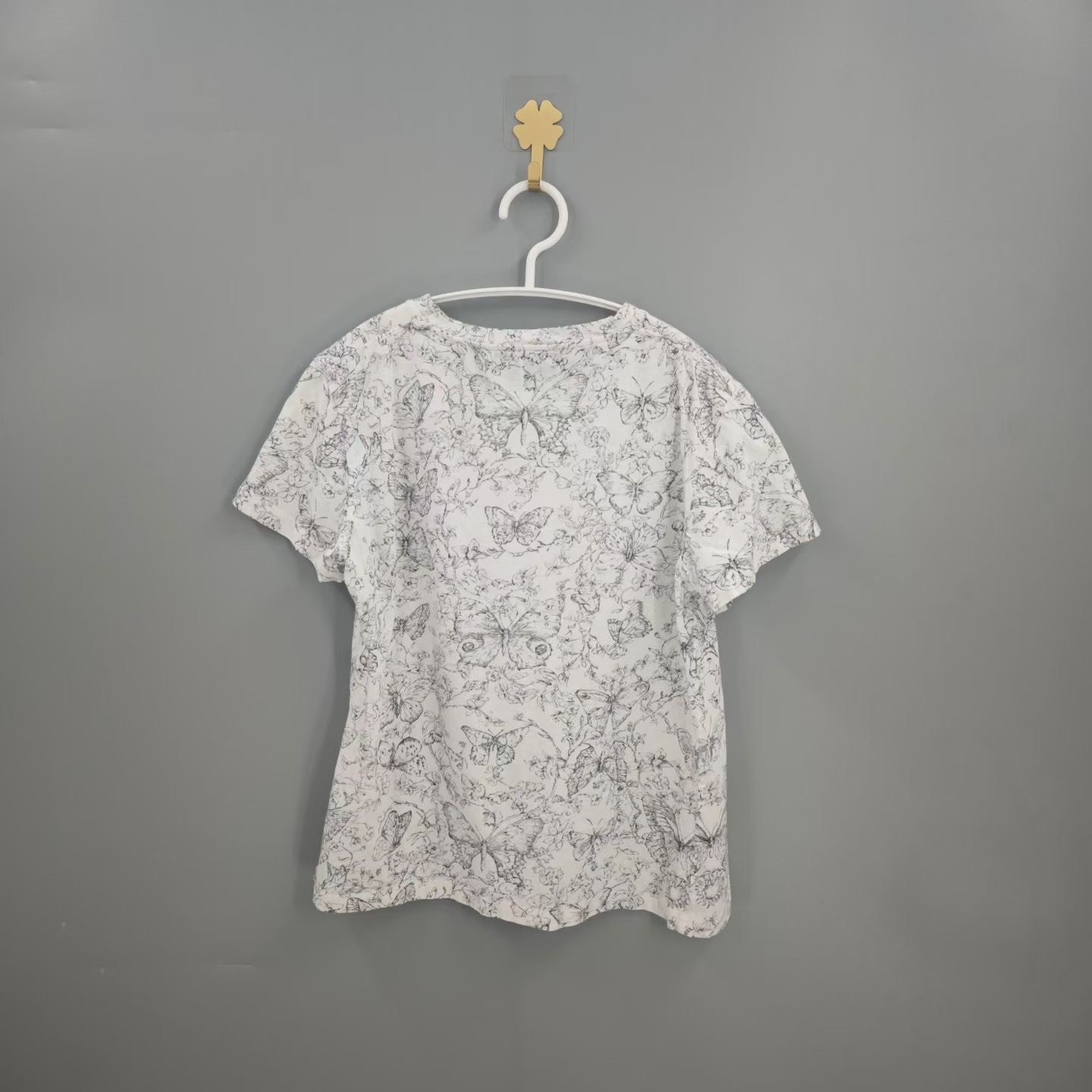 Dior Floral Logo Butterfly Short-Sleeve Top — front