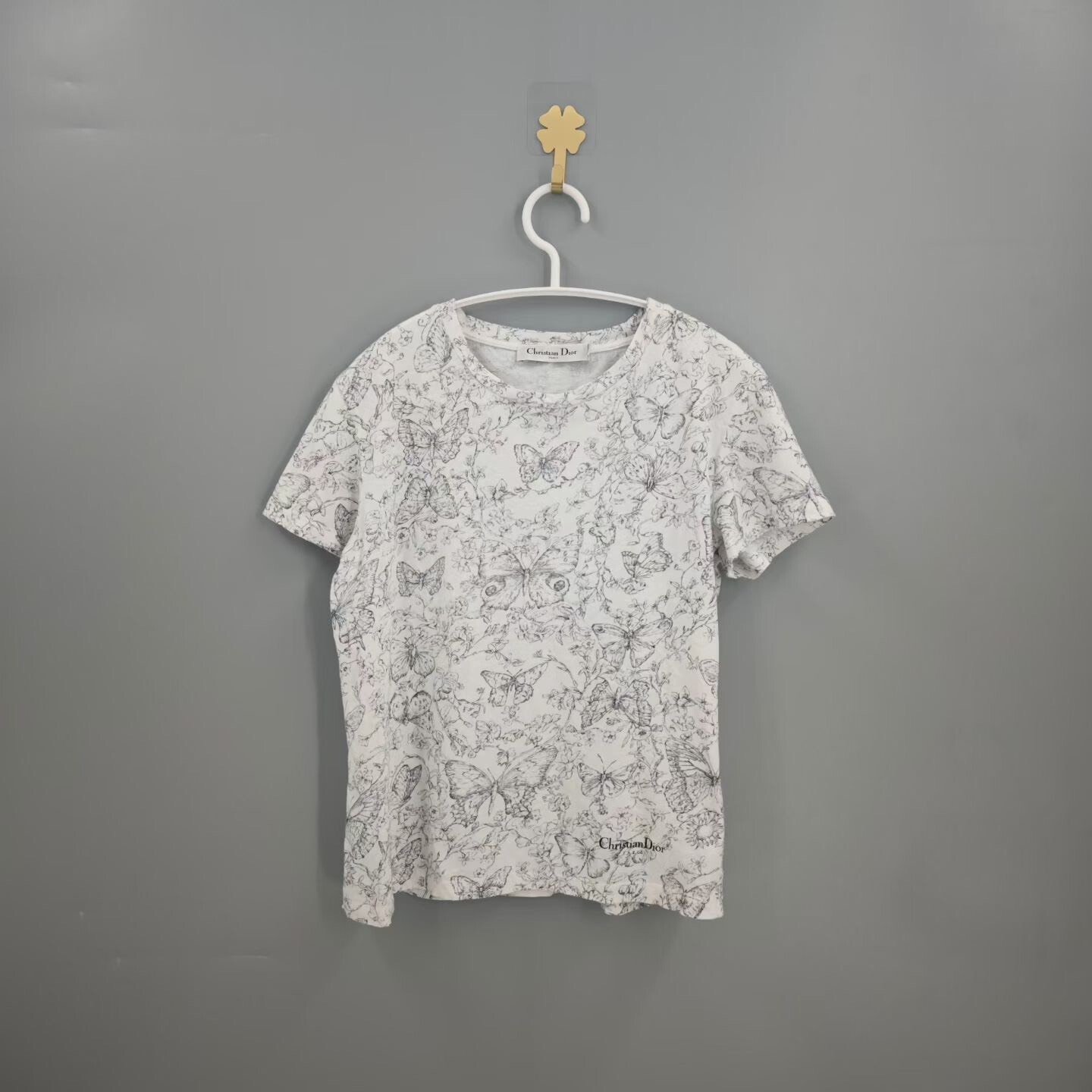 Dior Floral Logo Butterfly Short-Sleeve Top