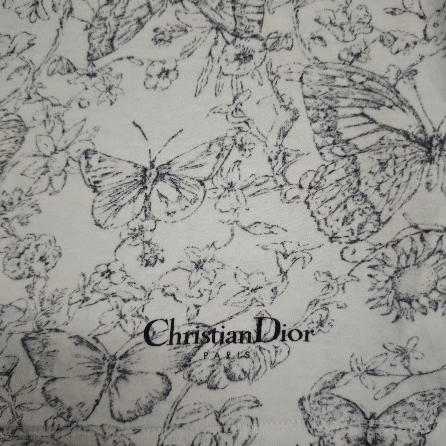 Dior Floral Logo Butterfly Short-Sleeve Top — detail