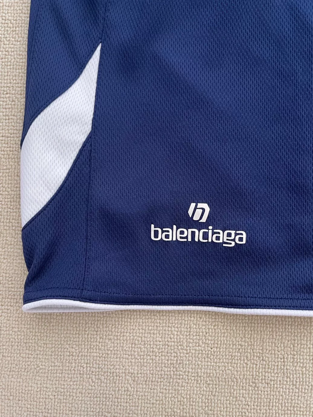 Balenciaga Colorblock Elastic Mid-Waist Shorts — detail