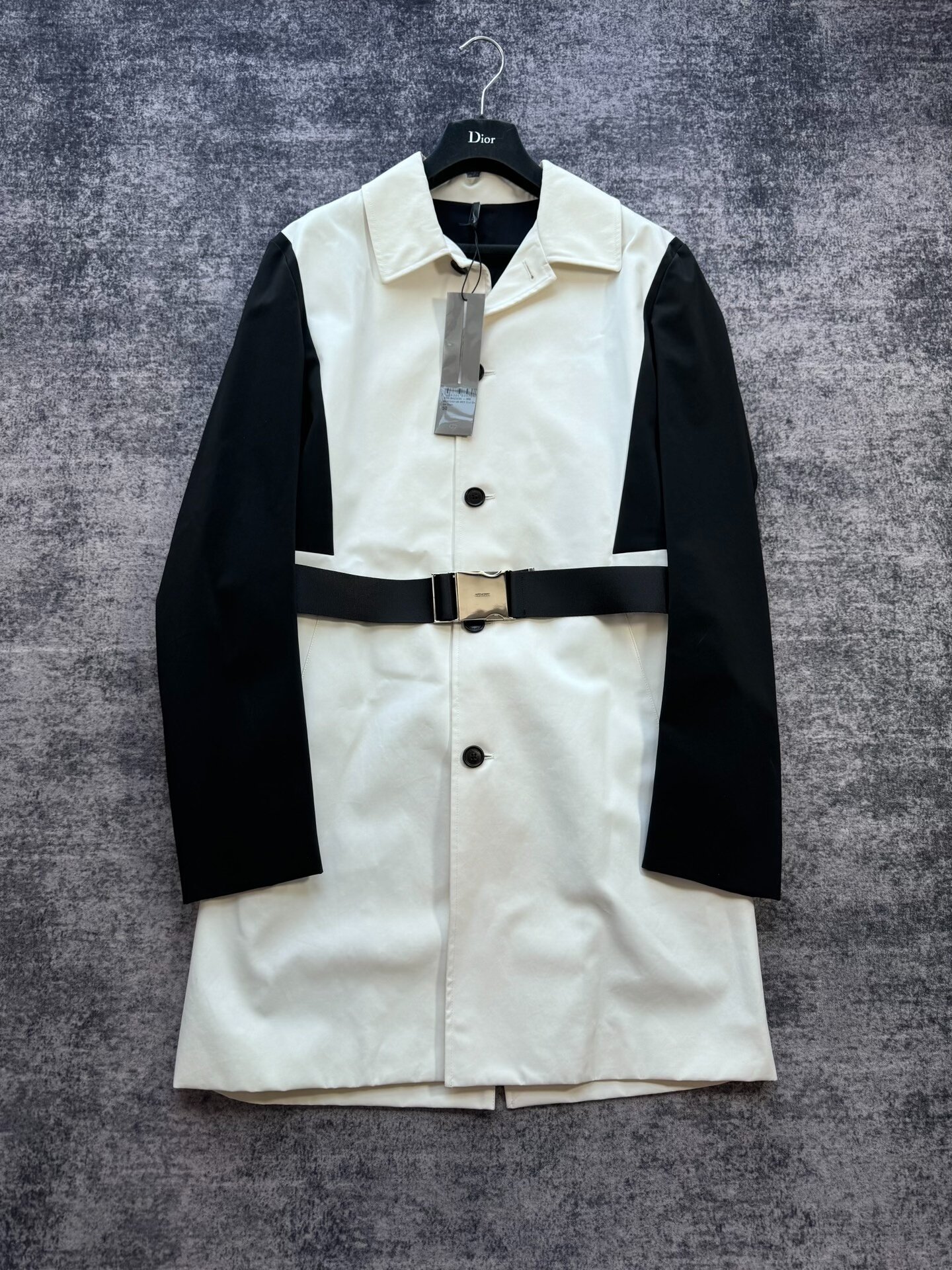 Dior Black White Lock Buckle Belt Trench