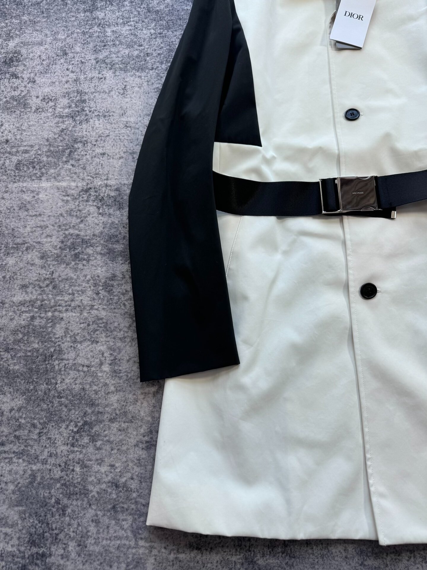 Dior Black White Lock Buckle Belt Trench — label