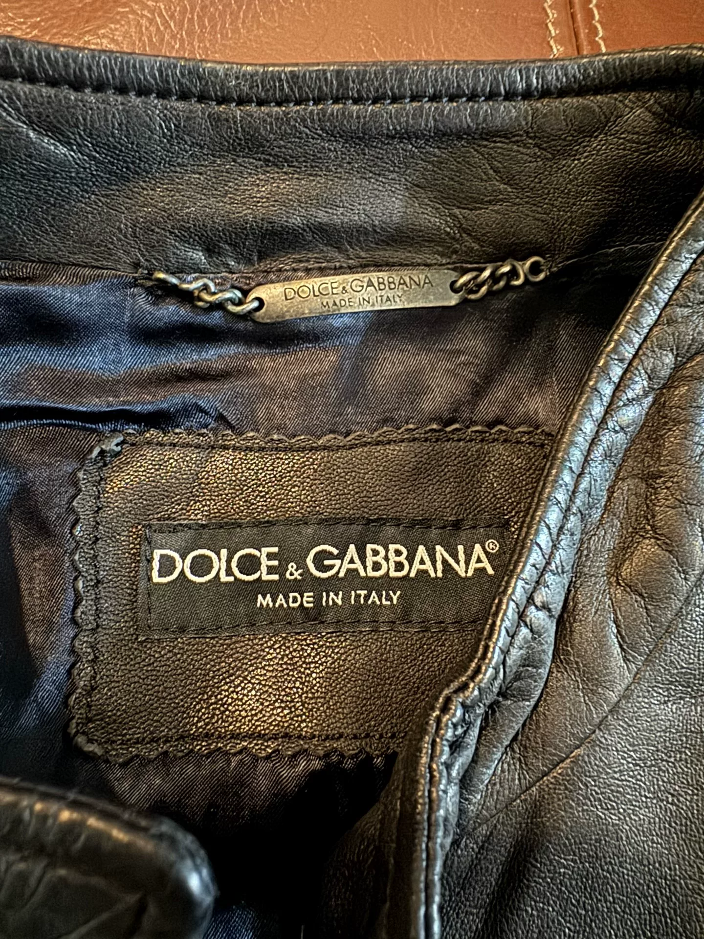 Dolce&Gabbana Lambskin Biker Jacket Runway — detail