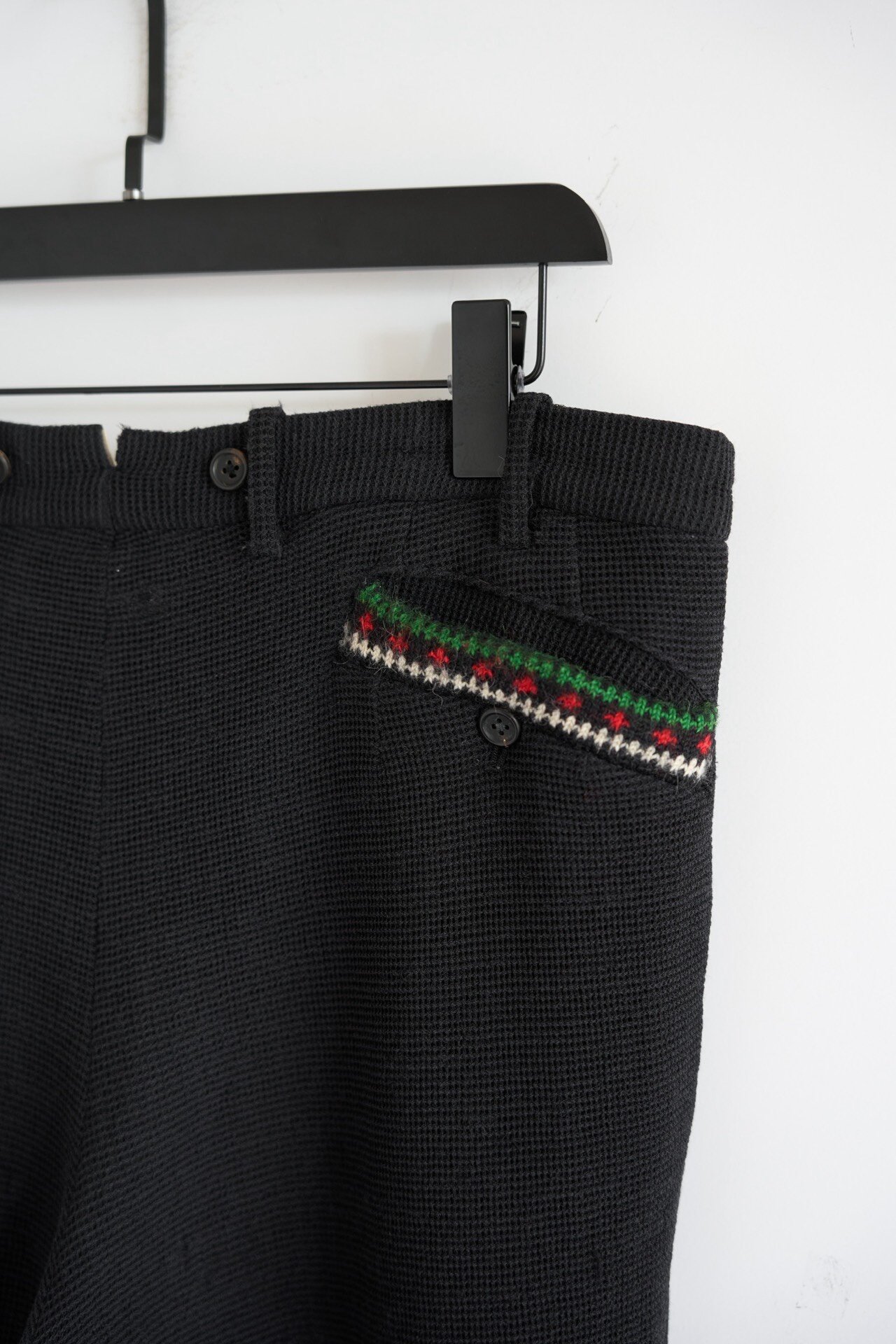 Yohji Yamamoto 95AW Red Green Woven Trousers — label