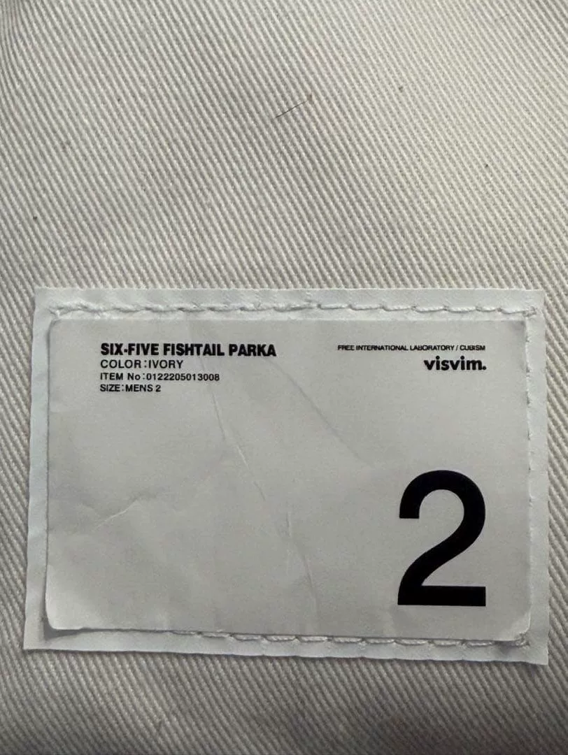 visvim SIX-FIVE FISHTAIL PARKA — label