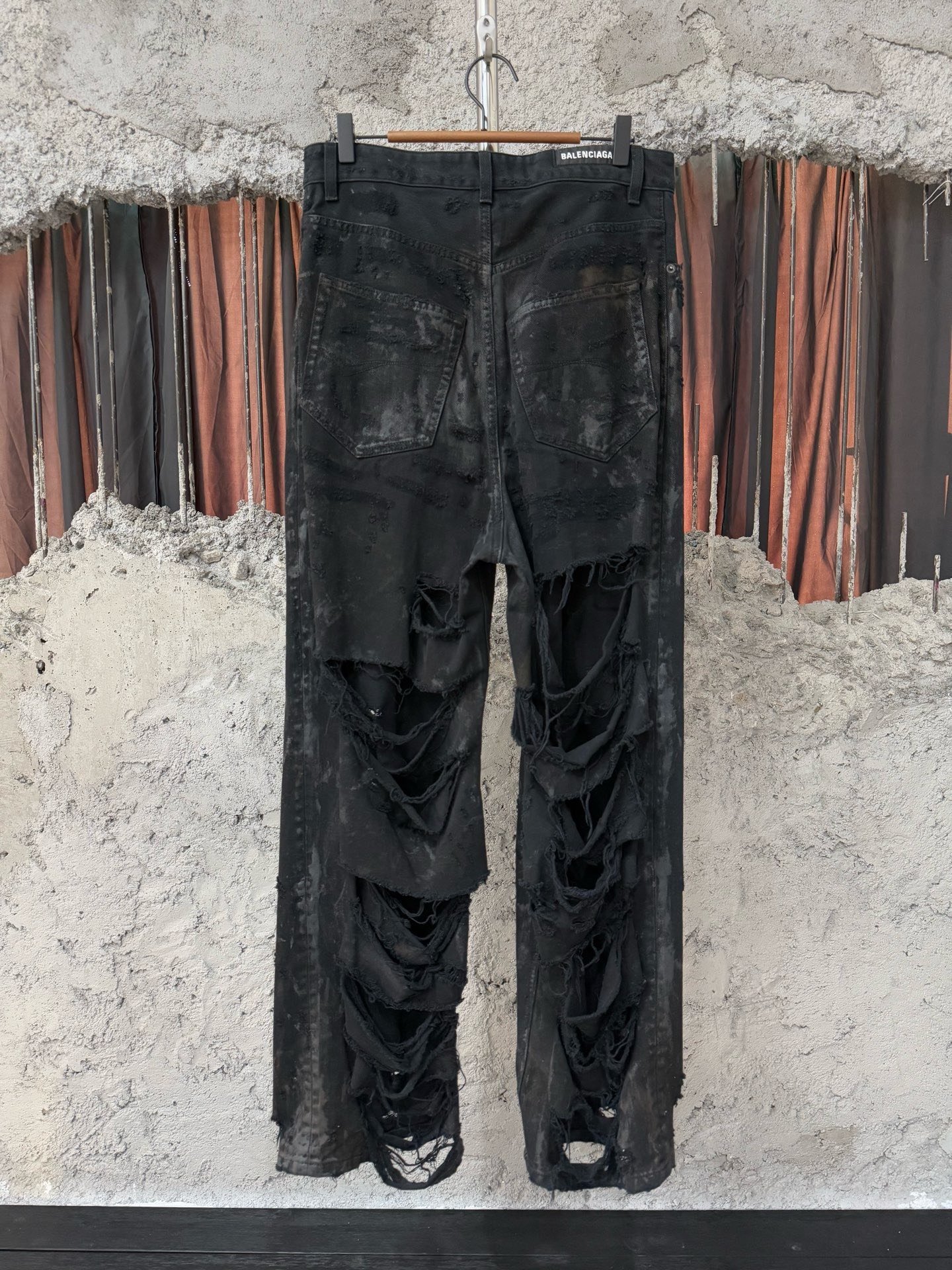 Balenciaga Runway Distressed Ripped Jeans — front
