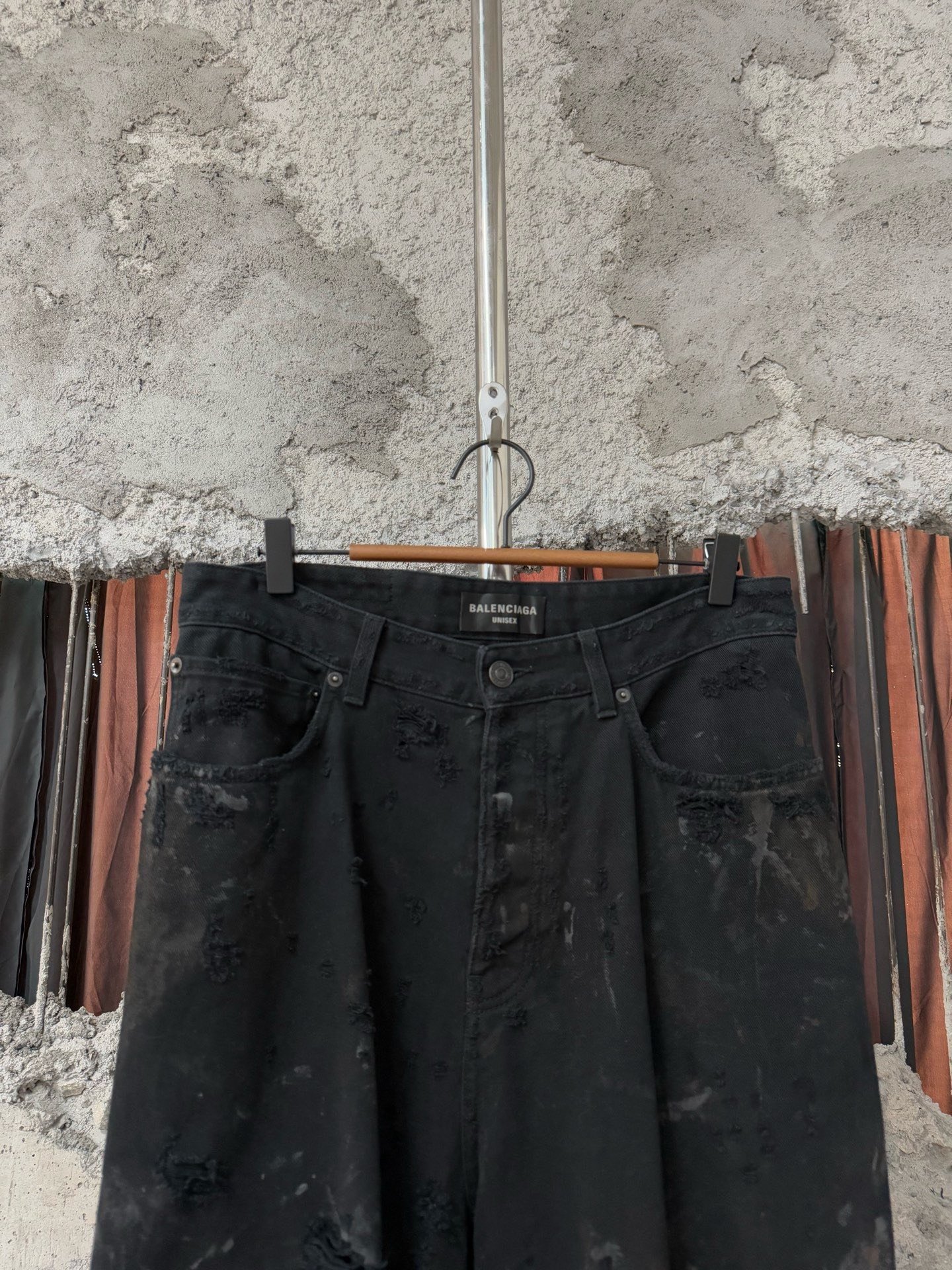 Balenciaga Runway Distressed Ripped Jeans — detail