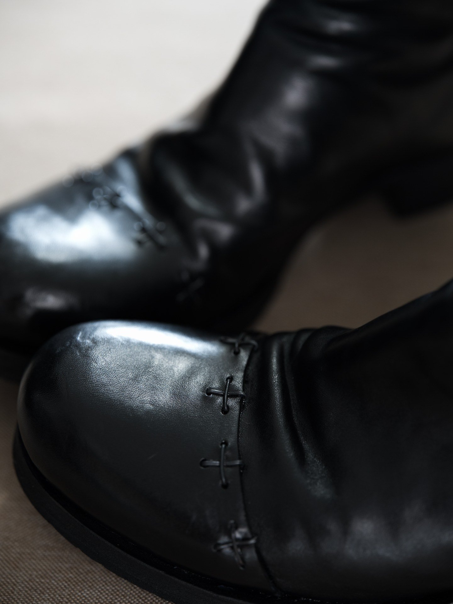 M.A+ Maurizio Amadei Cross Zipper Horse Leather Shoes — front