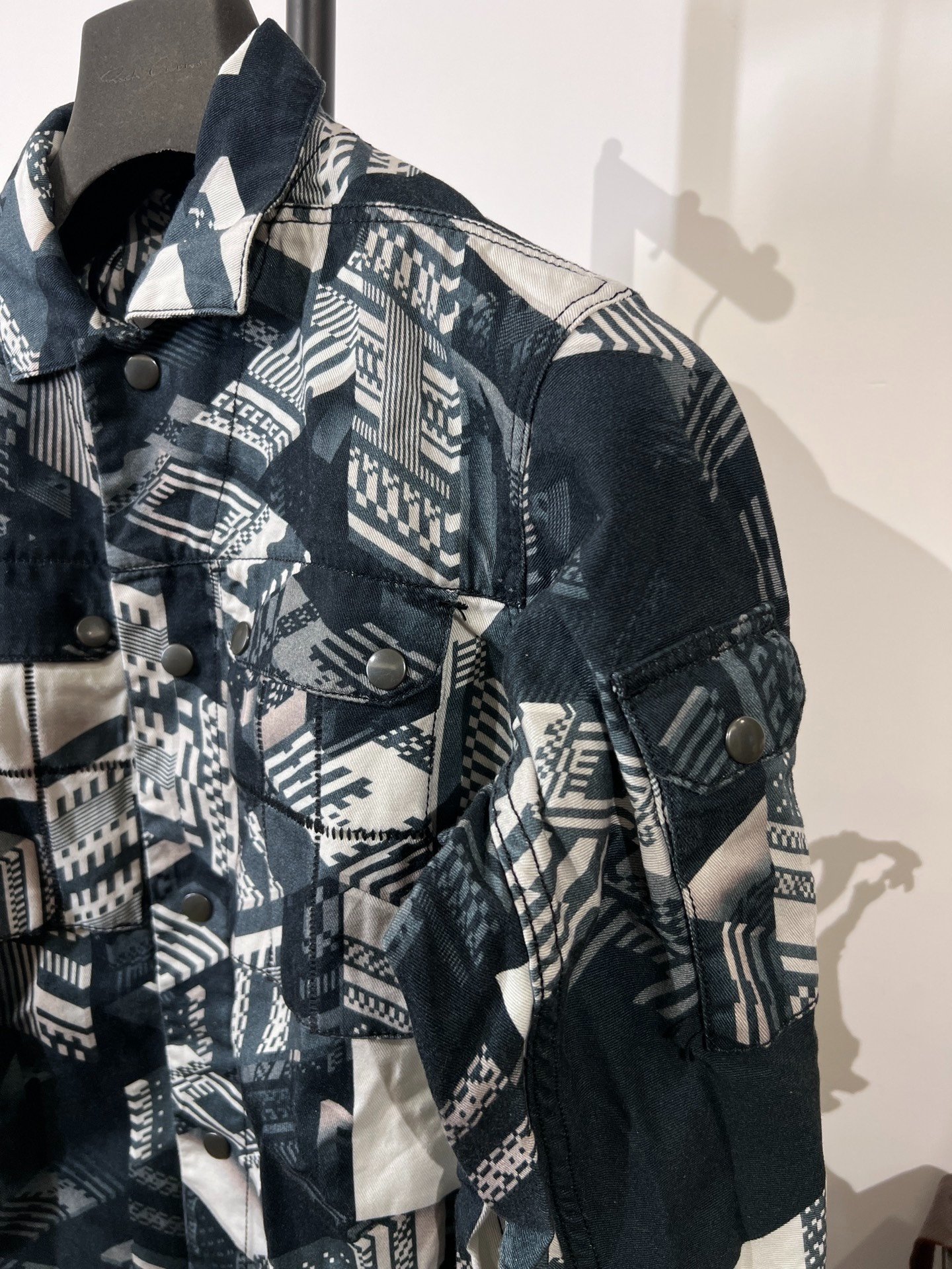 Boris Bidjan Saberi Geometric Print Shirt Jacket — label