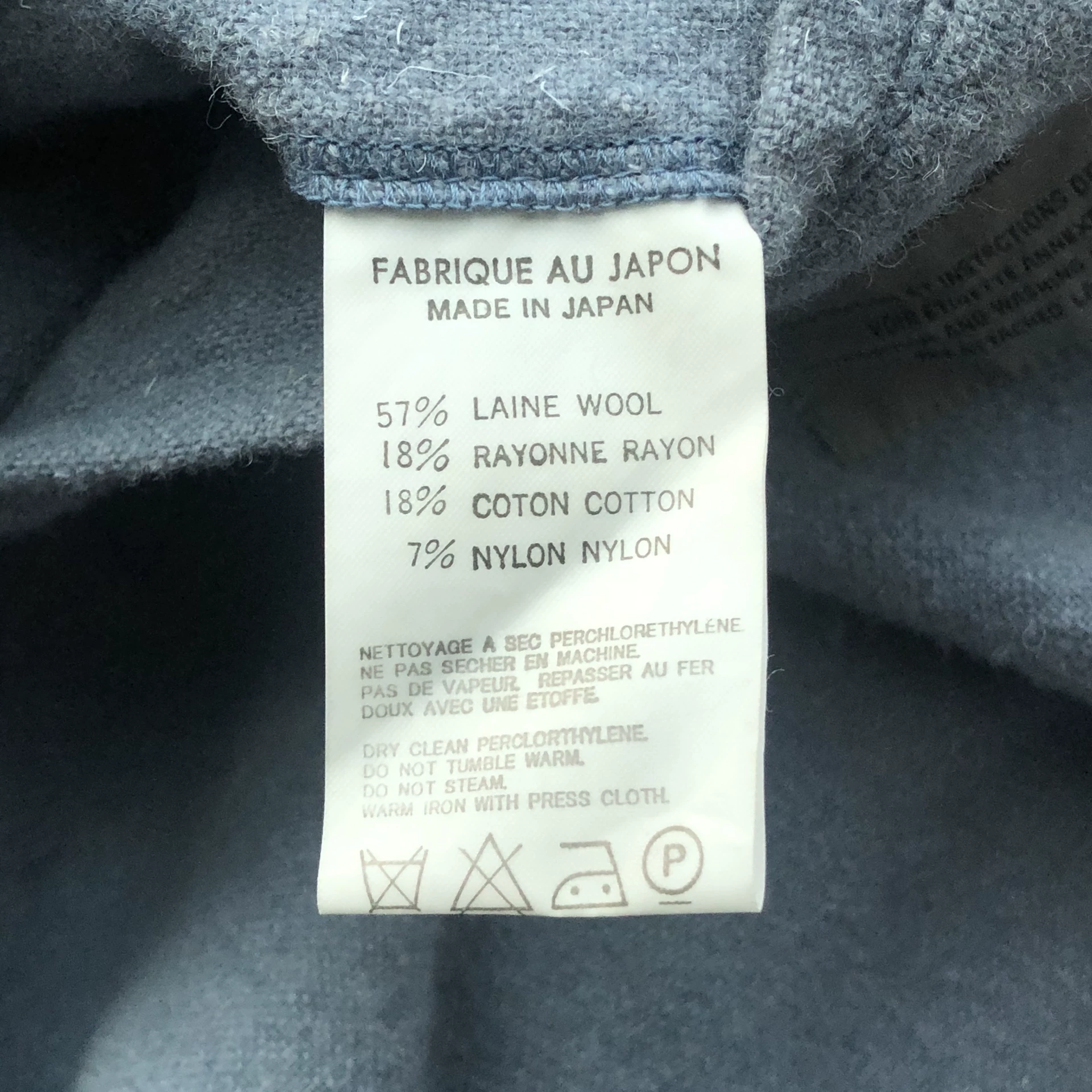 Yohji Yamamoto 01AW Haze Blue Coat — label