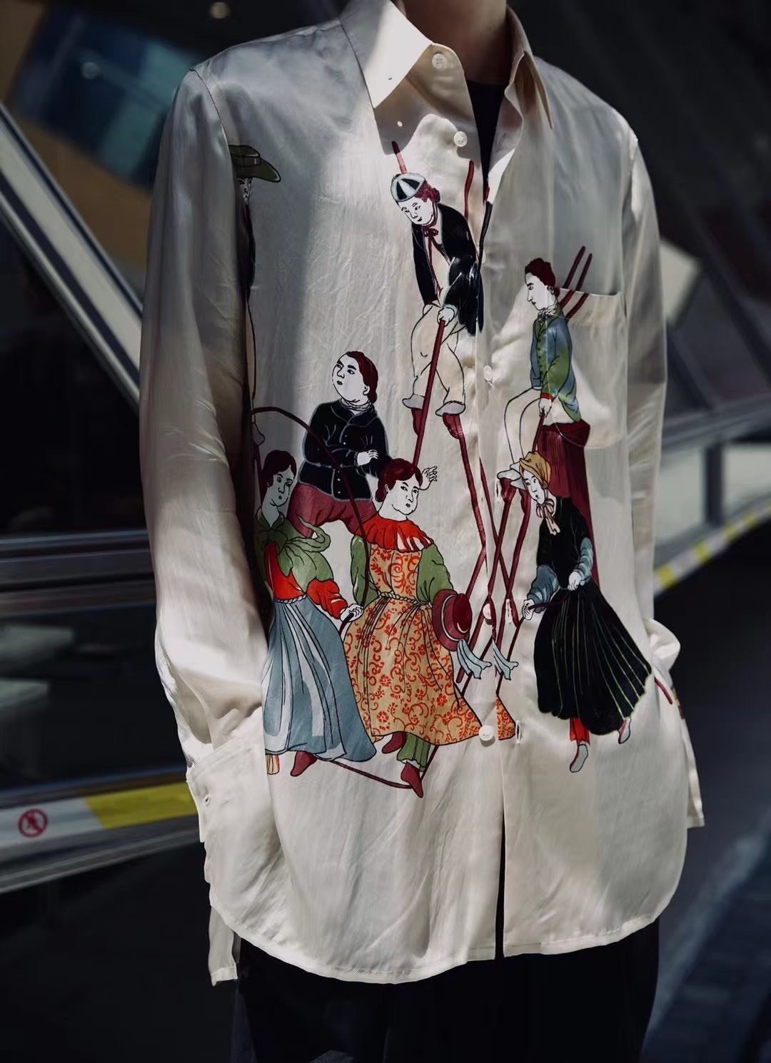 Yohji Yamamoto 95AW Beige Print Shirt — back