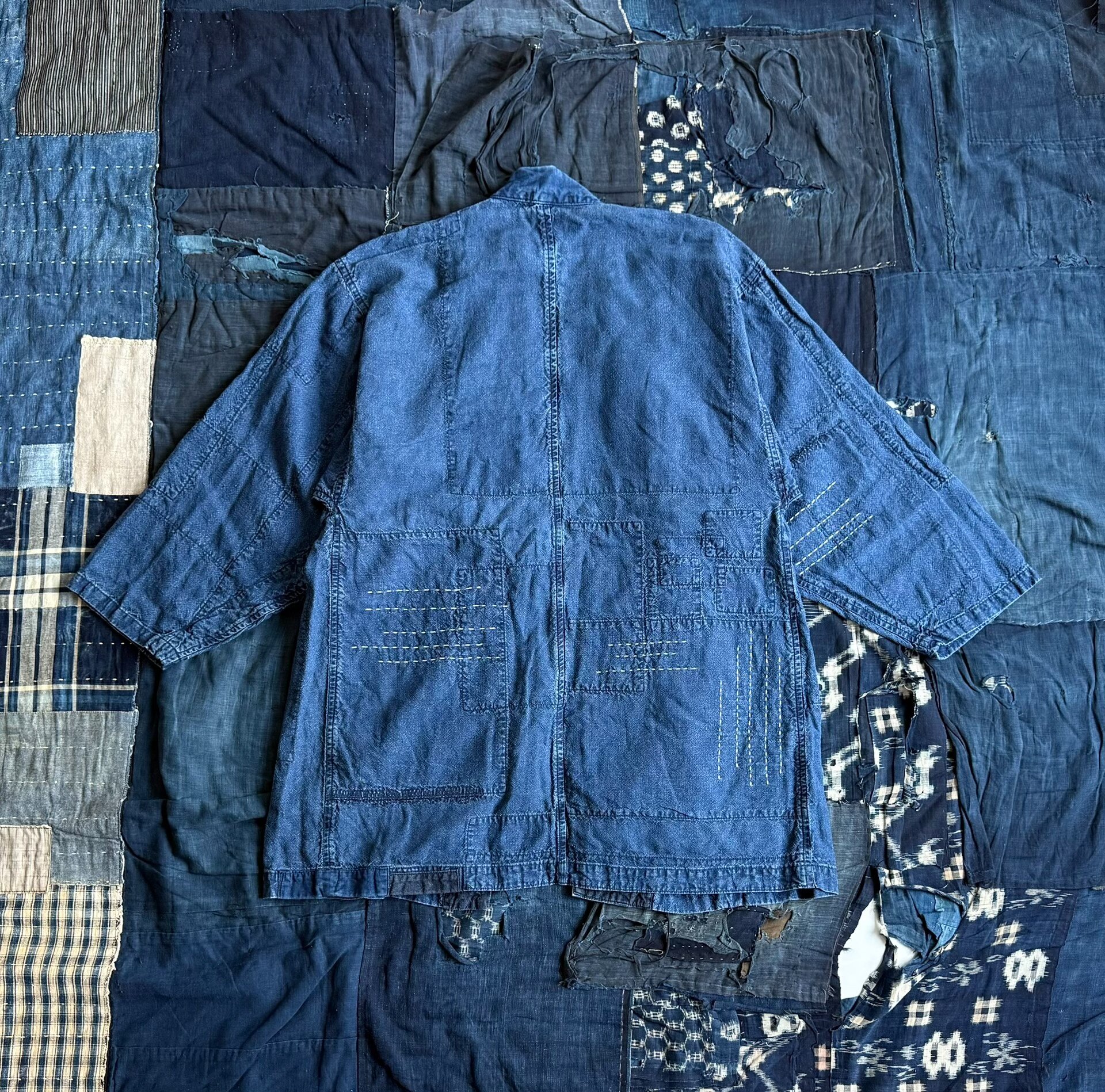 Blue Blue Japan Indigo Robe Coat — detail