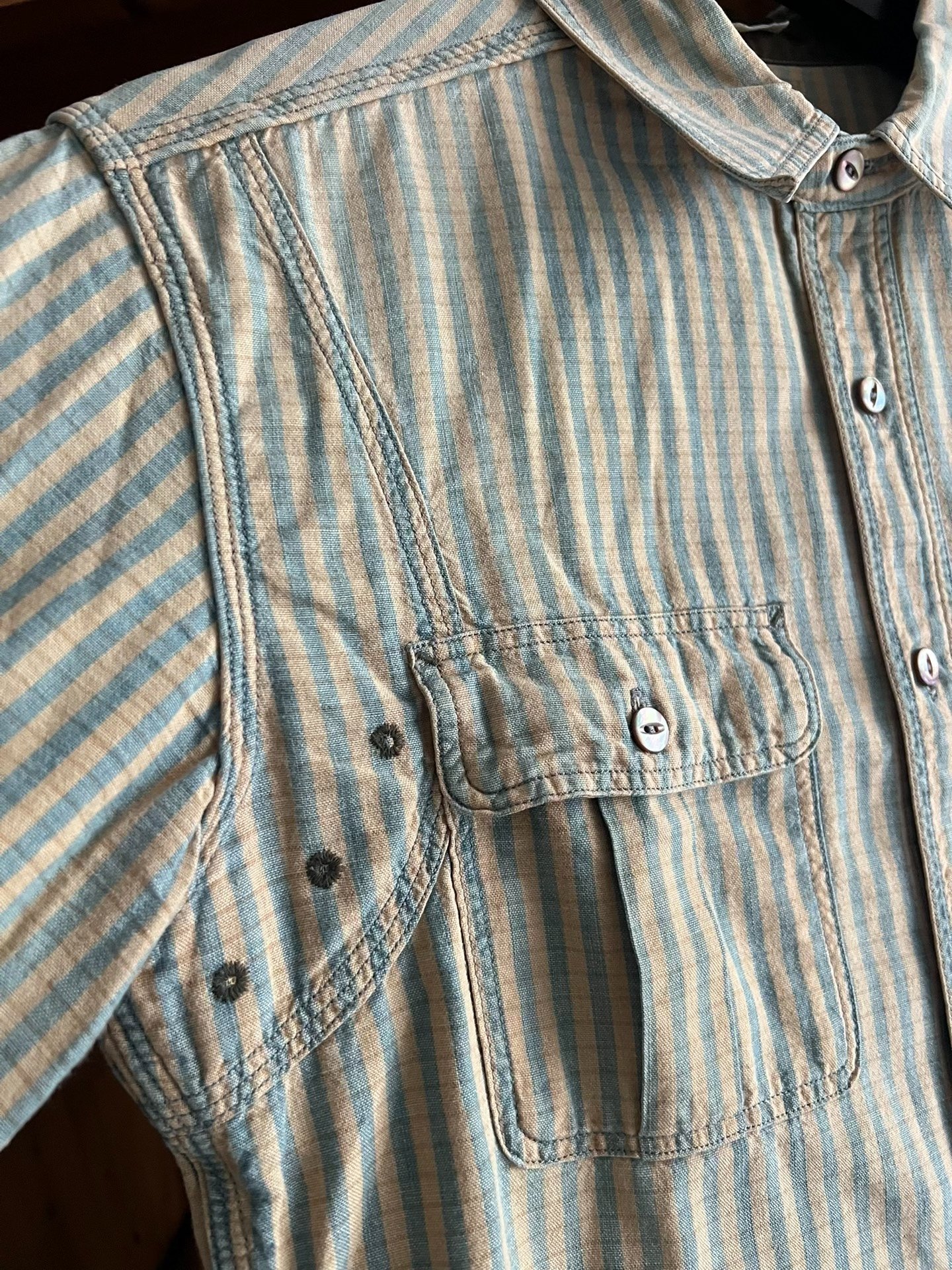 Old Joe Japanese Striped Work Shirt — label