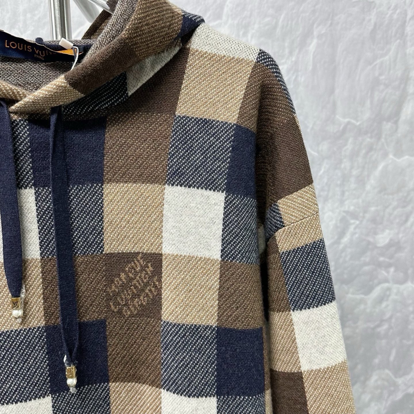 Louis Vuitton FW24 Checkerboard Wool Hoodie — detail