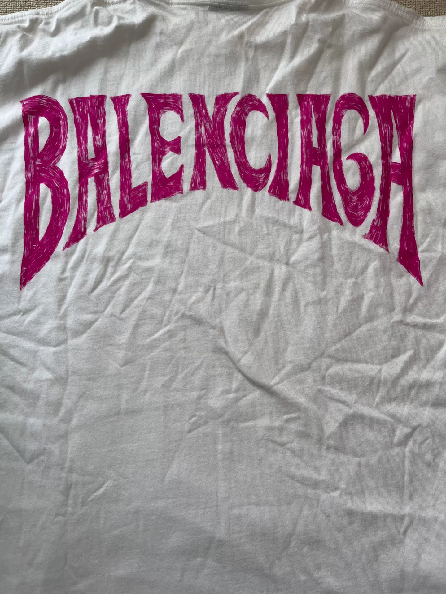 Balenciaga Pink Graffiti Back Short-Sleeve Top — detail