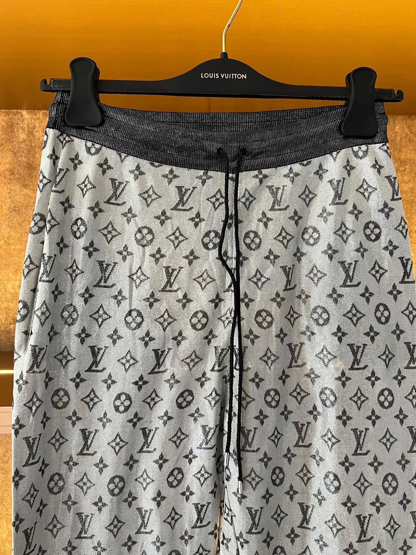 Louis Vuitton Gray Monogram Silk Casual Pants — detail