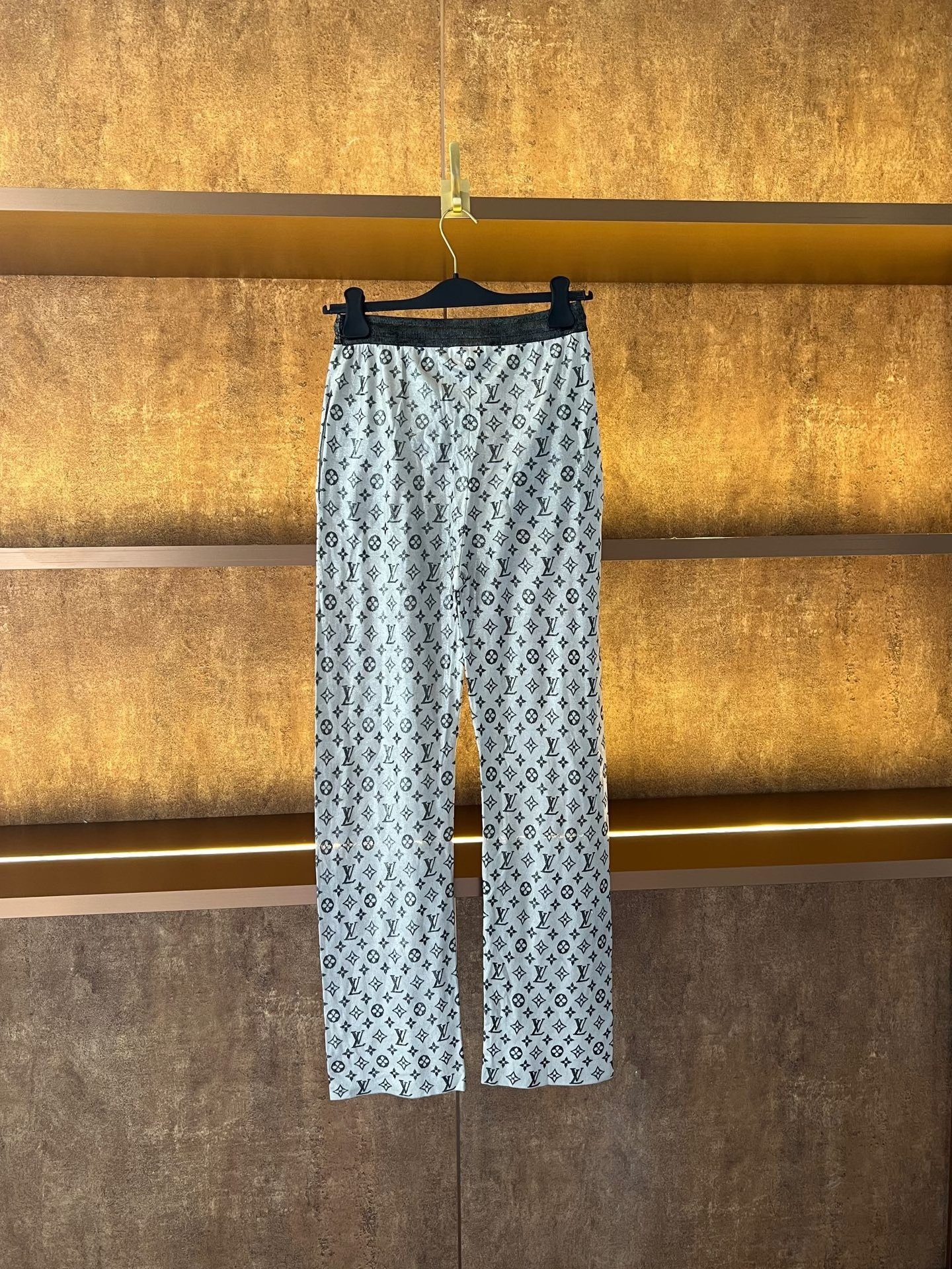 Louis Vuitton Gray Monogram Silk Casual Pants — front