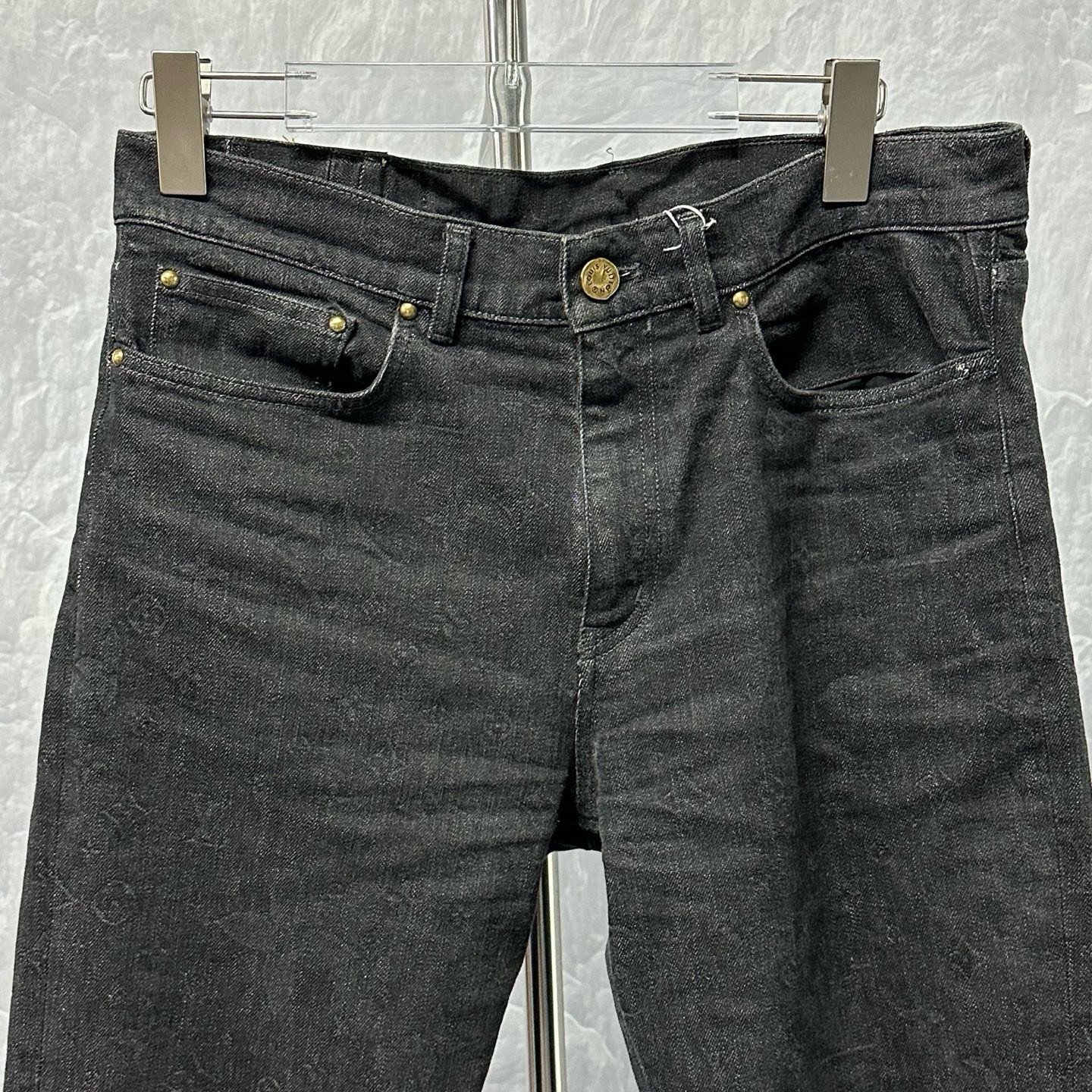 Louis Vuitton Monogram Leather Patch Denim Pants — front