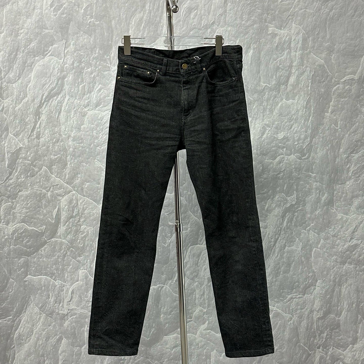 Louis Vuitton Monogram Leather Patch Denim Pants