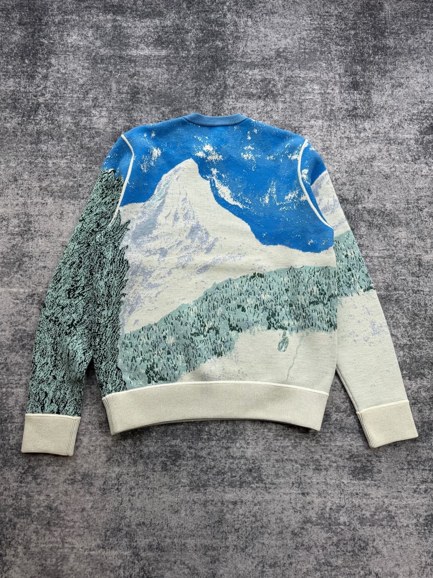 Dior Heavy Embroidery Snow Mountain Wool Sweater — front