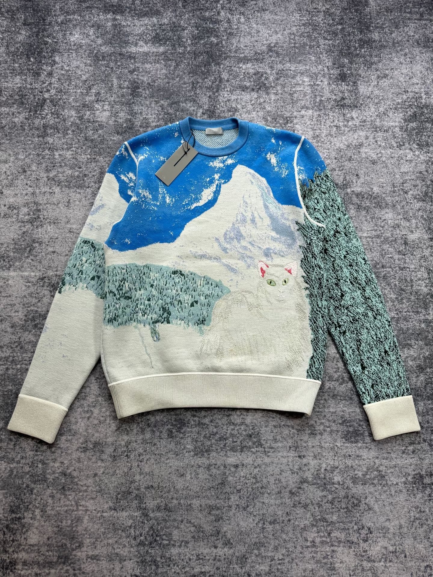 Dior Heavy Embroidery Snow Mountain Wool Sweater
