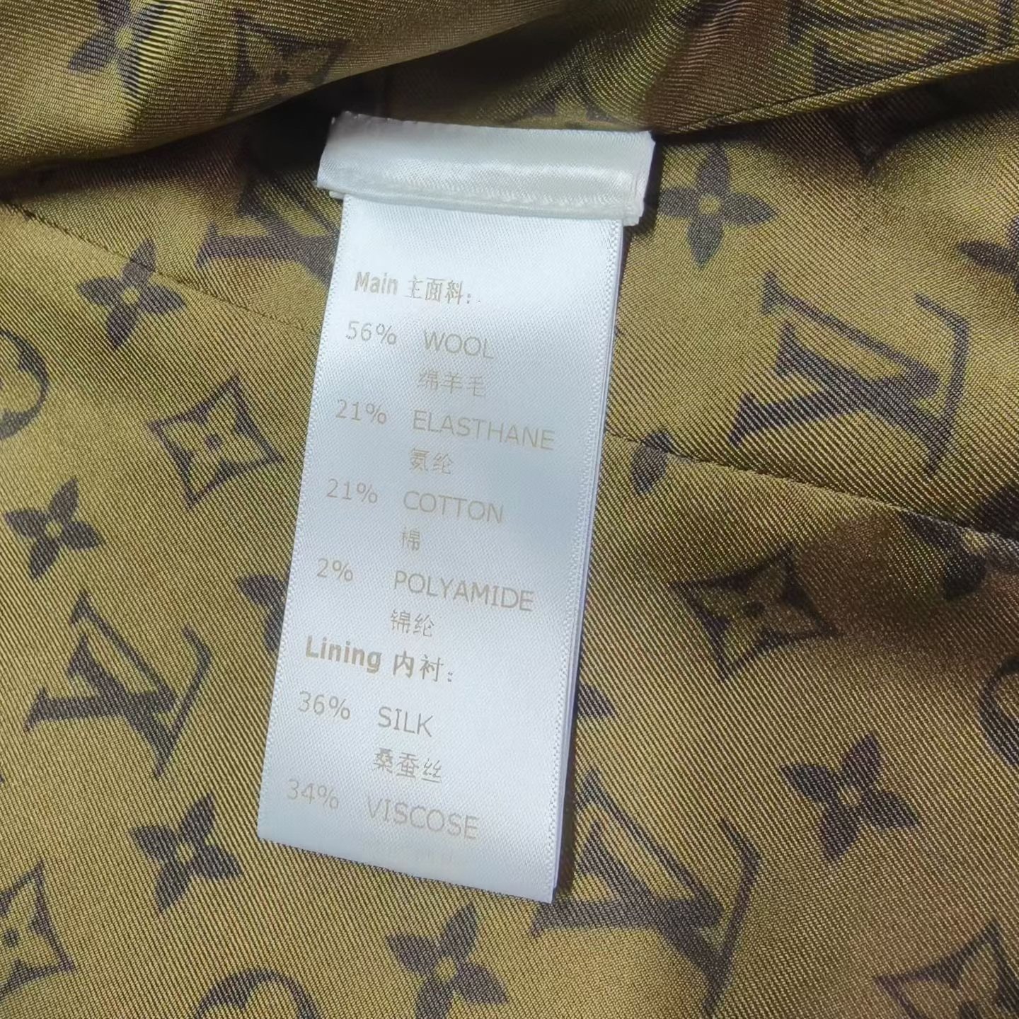 Louis Vuitton Gold Logo Houndstooth Blazer — label