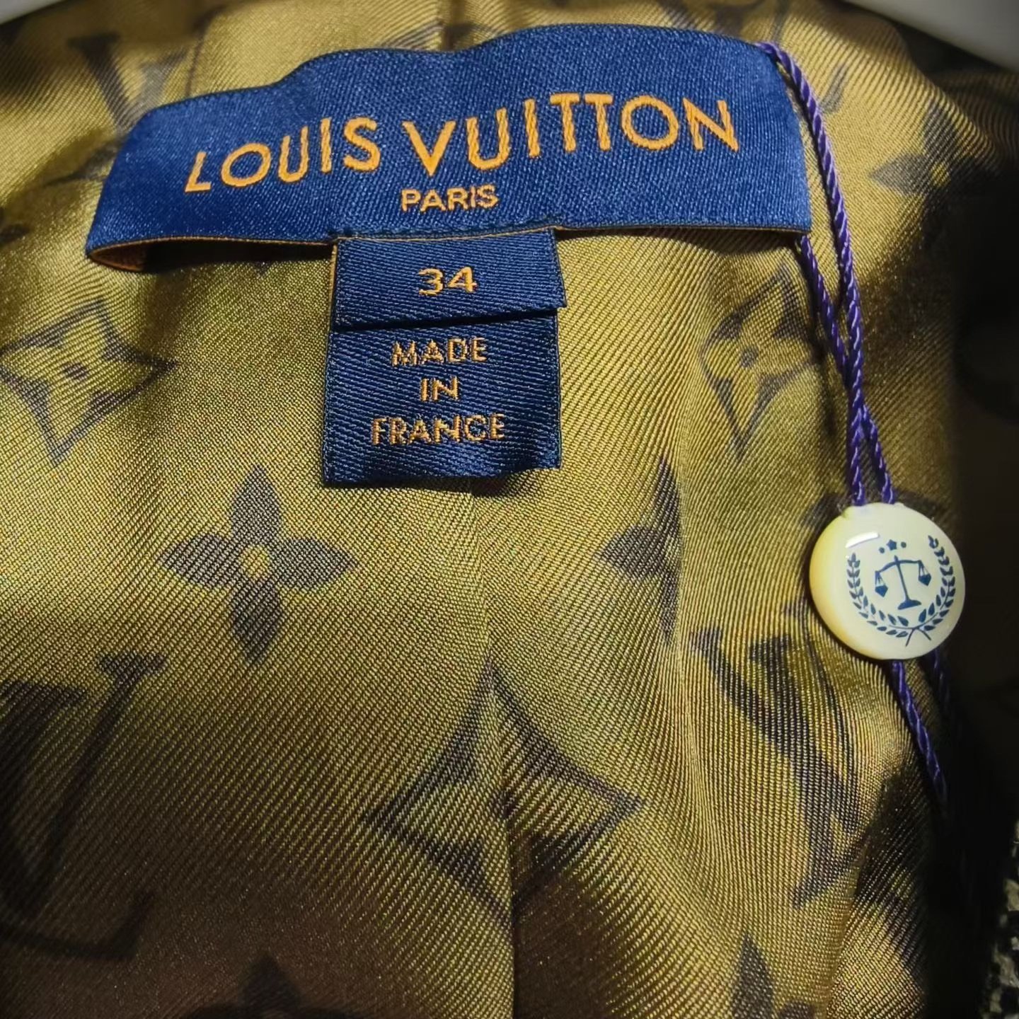 Louis Vuitton Gold Logo Houndstooth Blazer — back