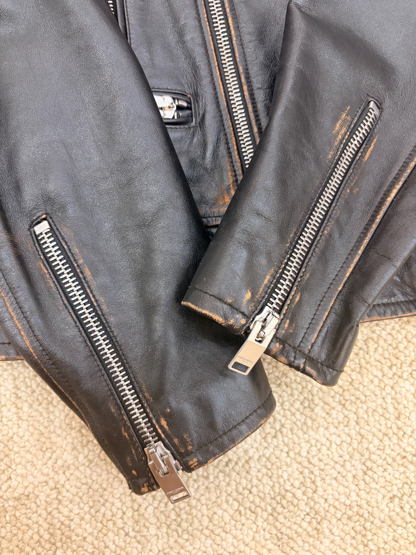 Saint Laurent NoSmoking Biker Leather Jacket — detail