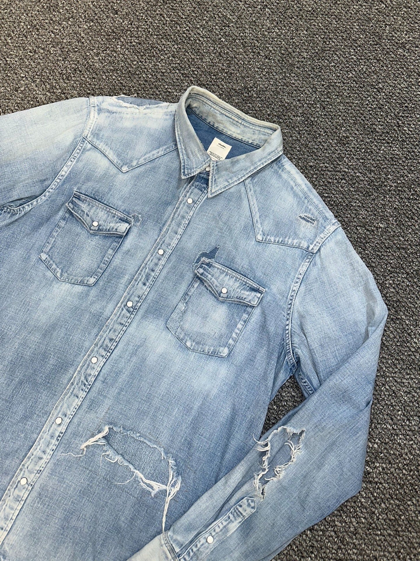 visvim Distressed Denim Shirt — front