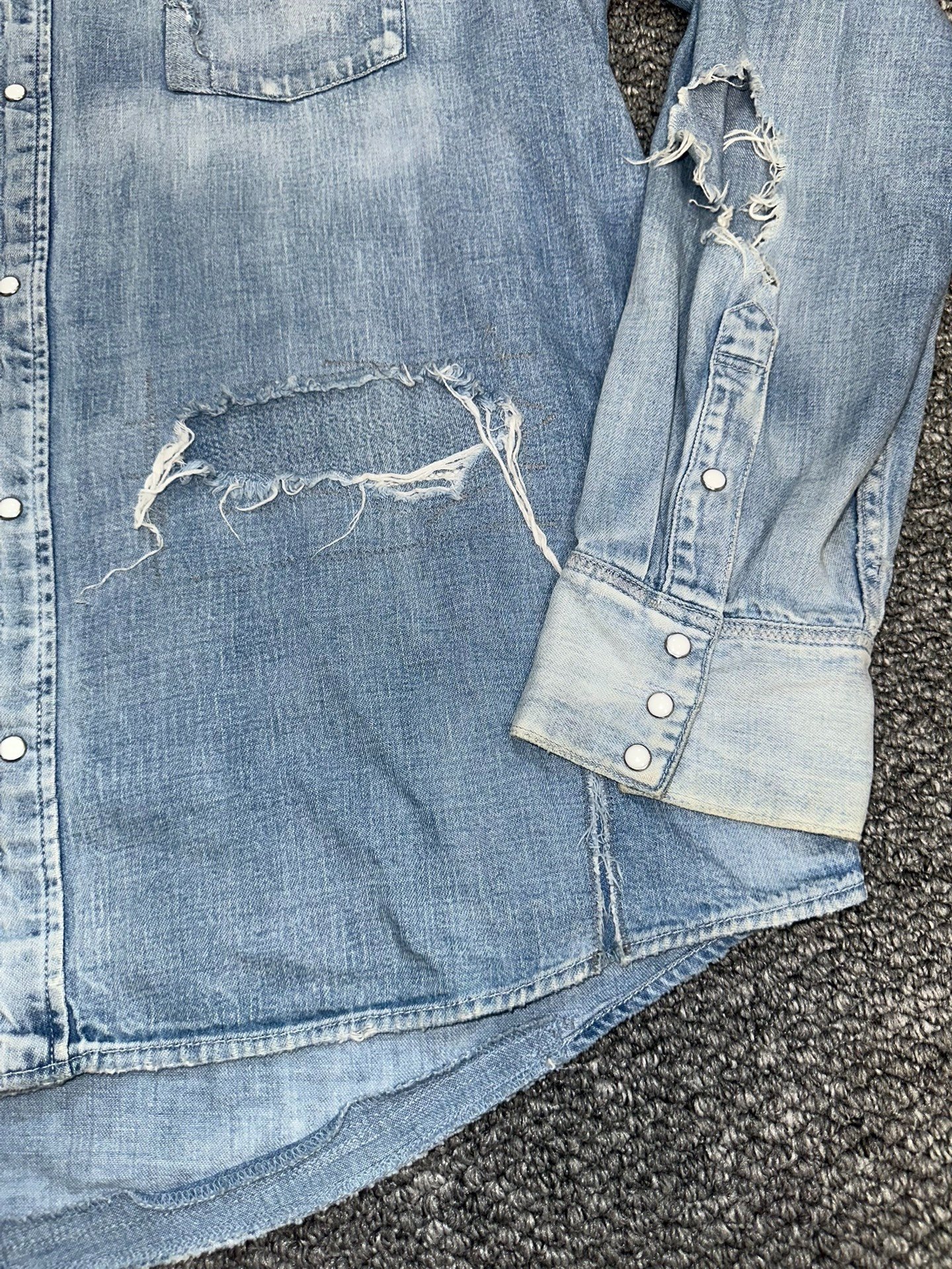 visvim Distressed Denim Shirt — detail