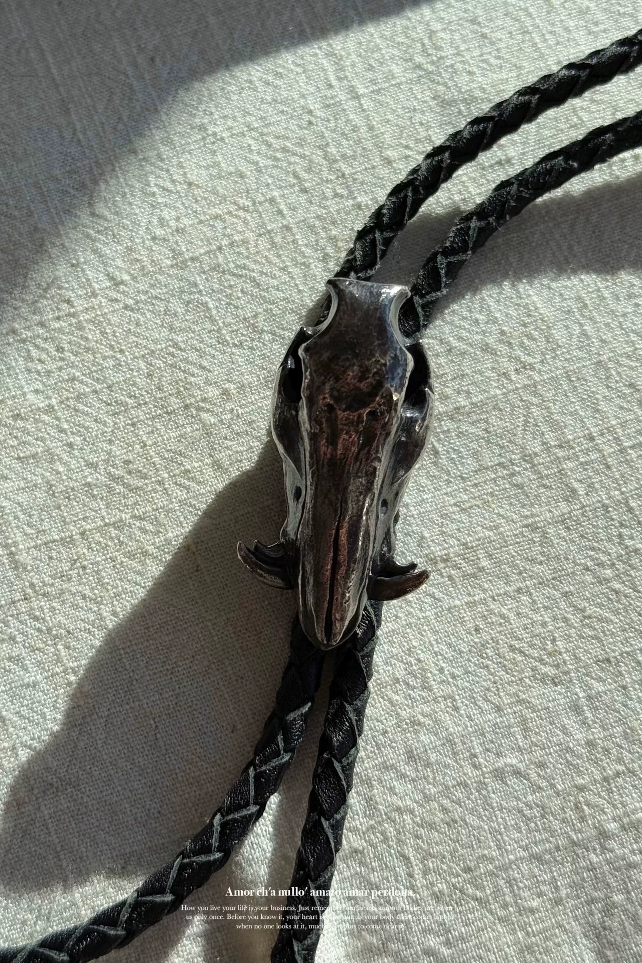 Yohji Yamamoto 950 Silver Wolf Necklace — label