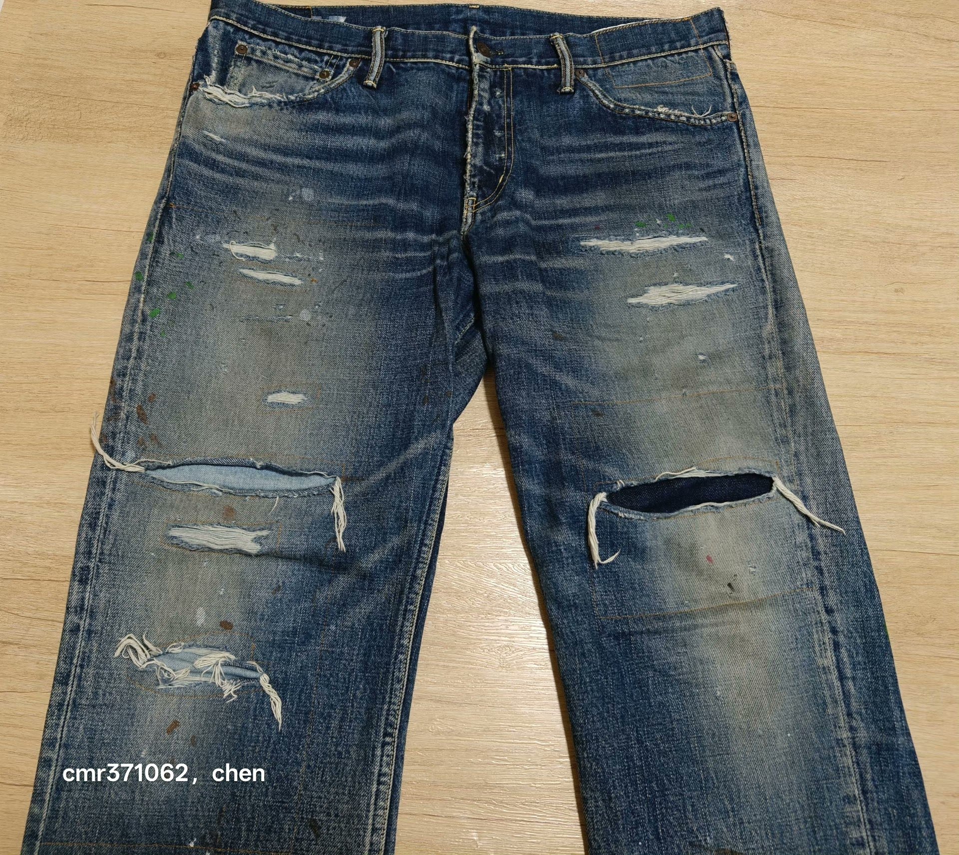 visvim 19ss Spot 03 D17 Distressed Jeans — front