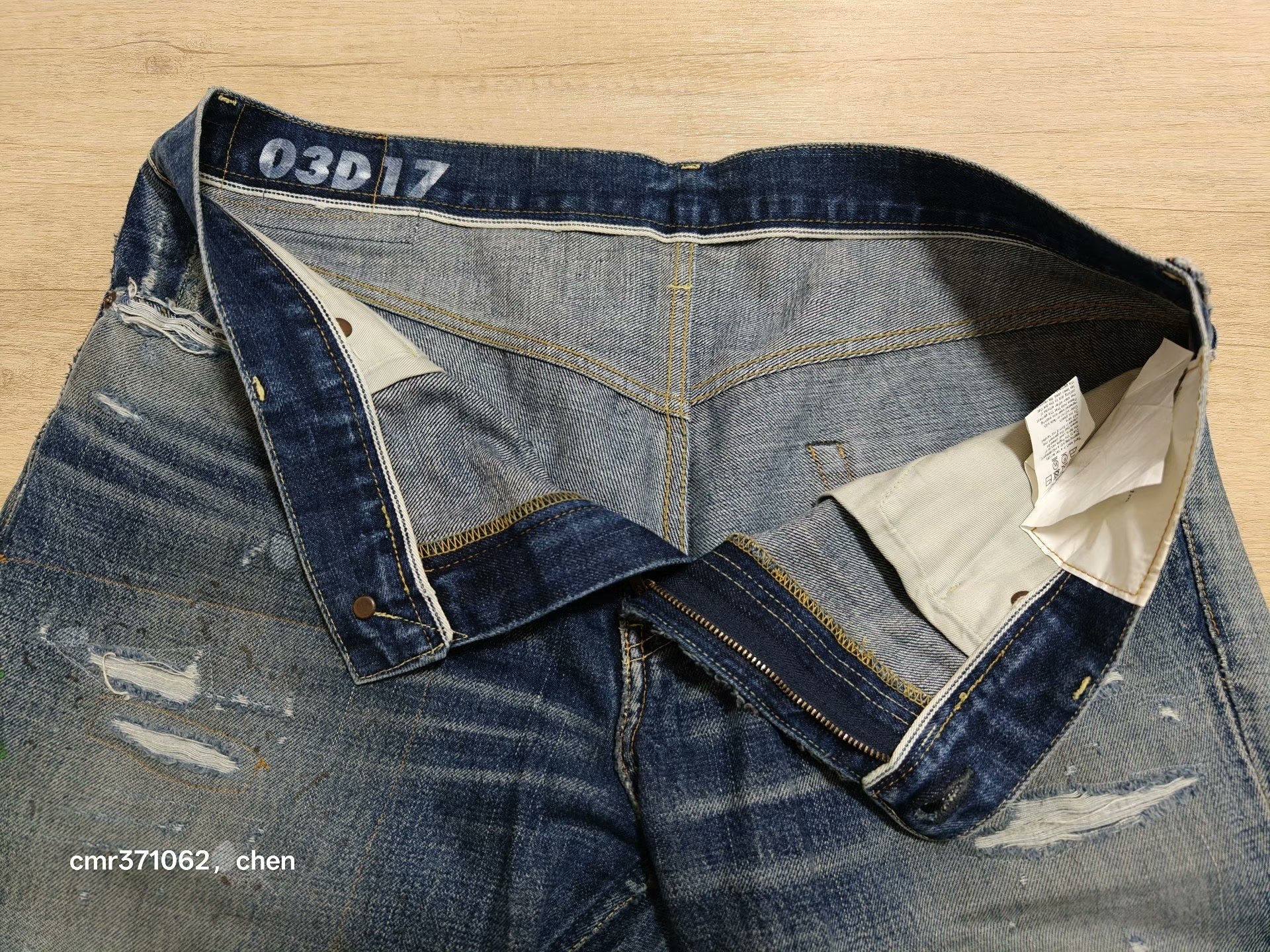 visvim 19ss Spot 03 D17 Distressed Jeans — back