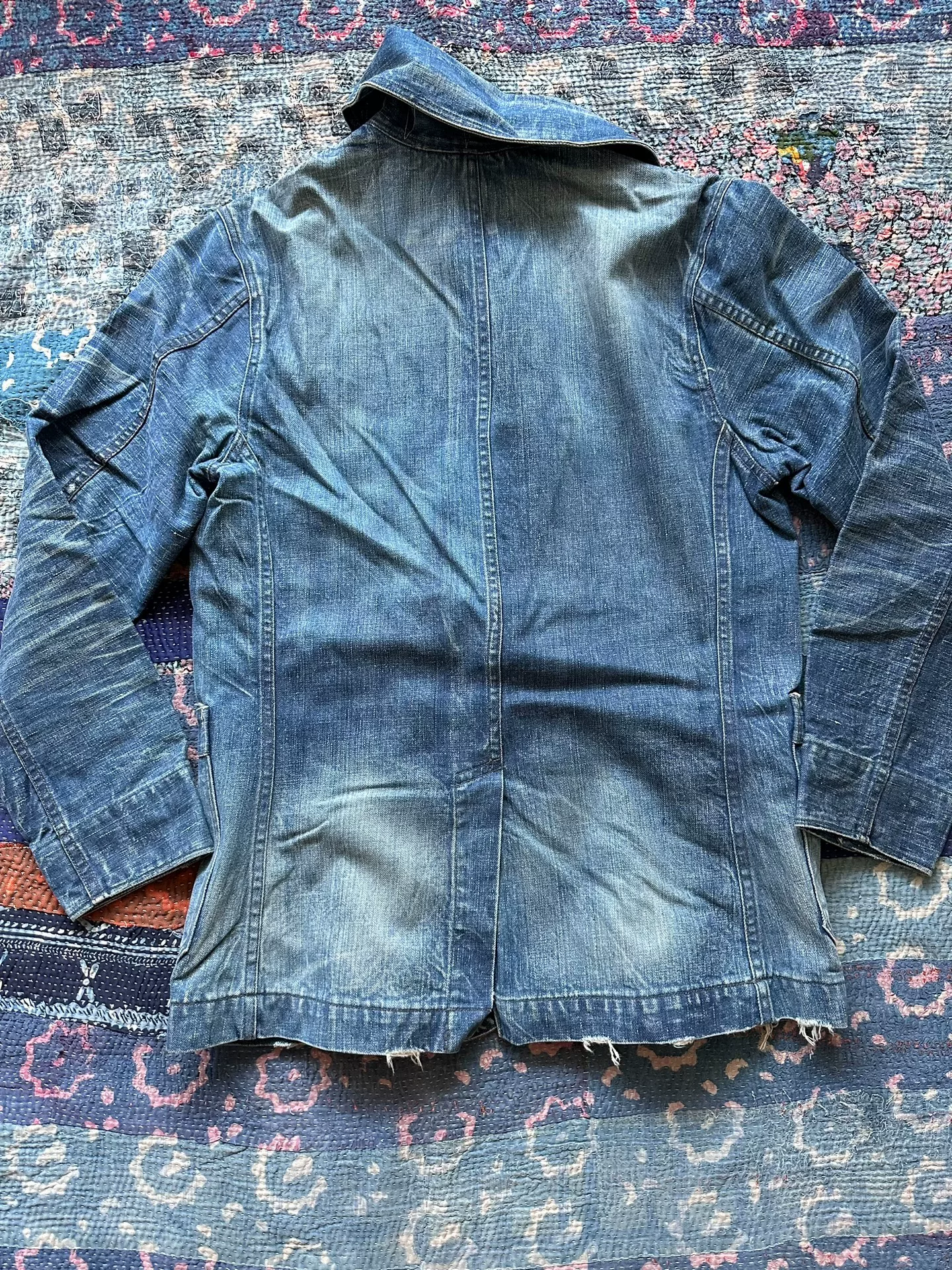 Berluti Distressed Denim Double-Breasted Coat — front