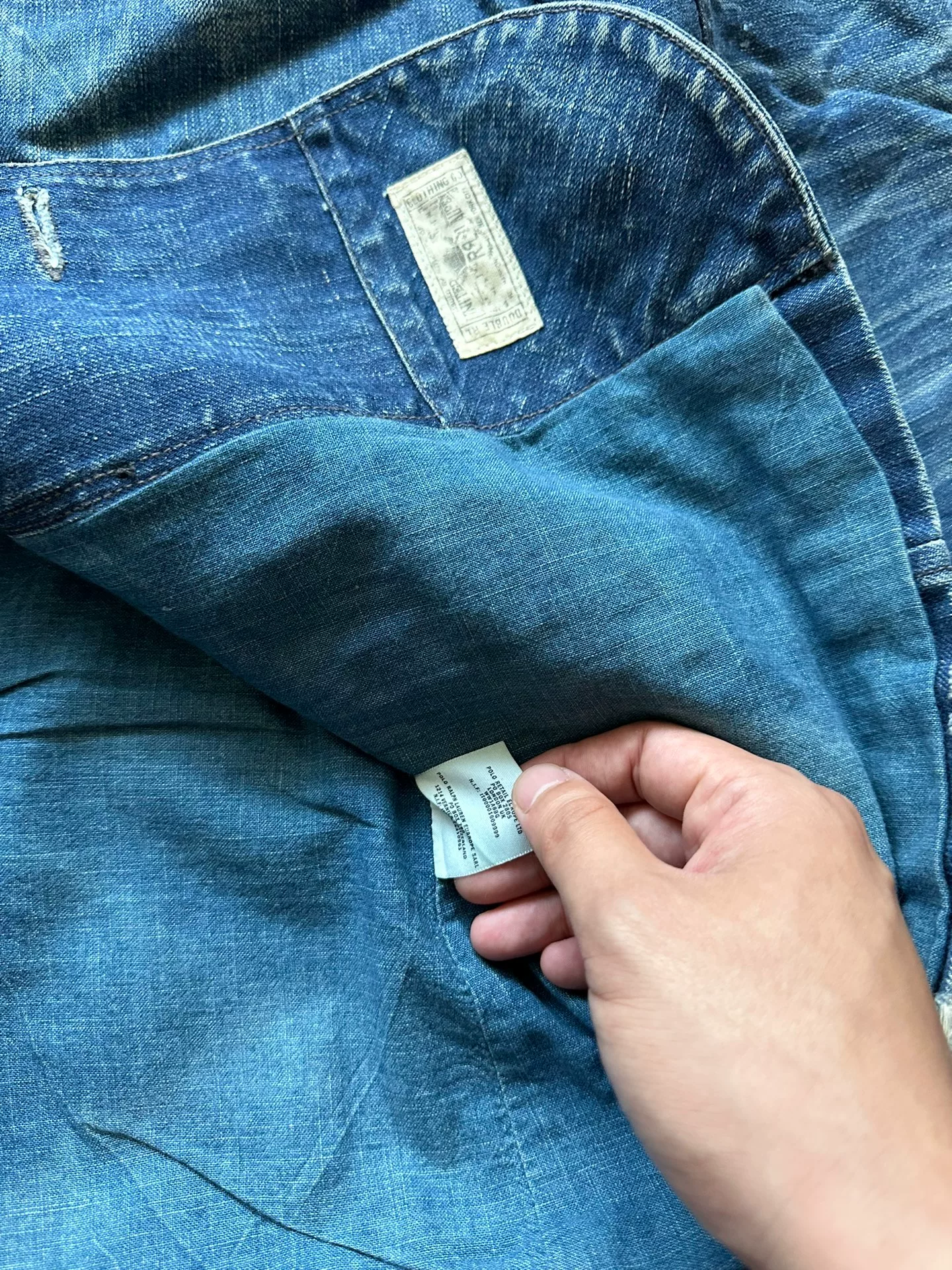 Berluti Distressed Denim Double-Breasted Coat — back