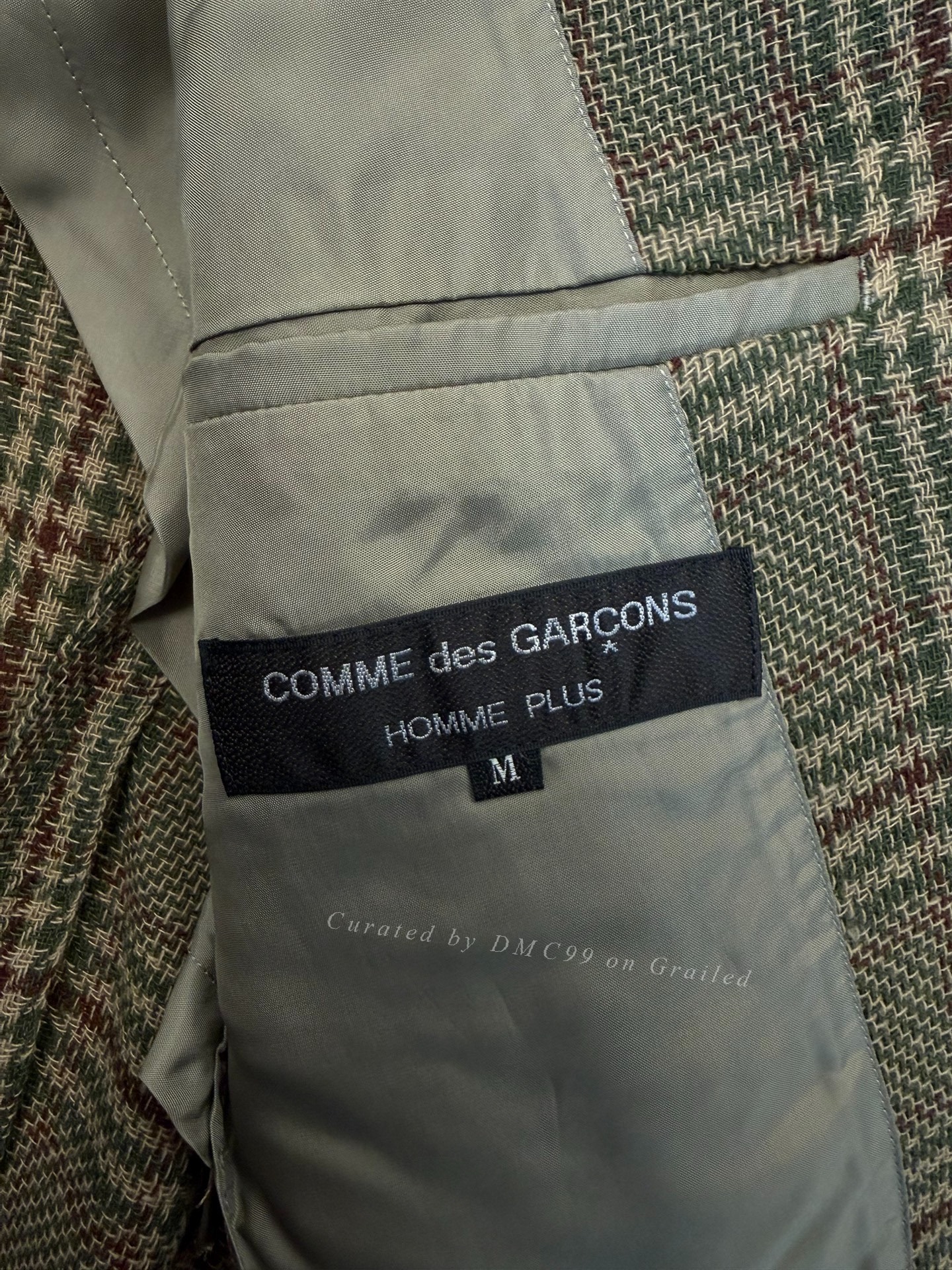 Comme des Garcons 93SS Plaid Woven Runway Coat — detail