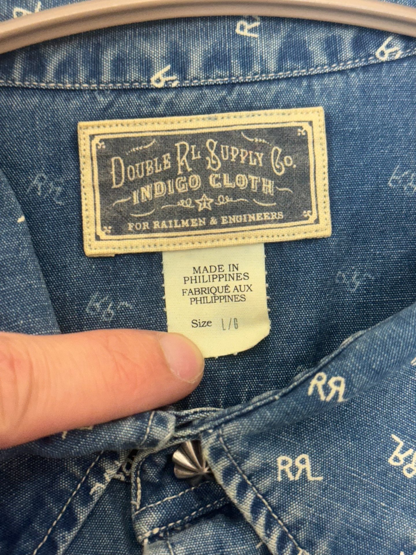 RRL Indigo Logo Button-Front Shirt — front