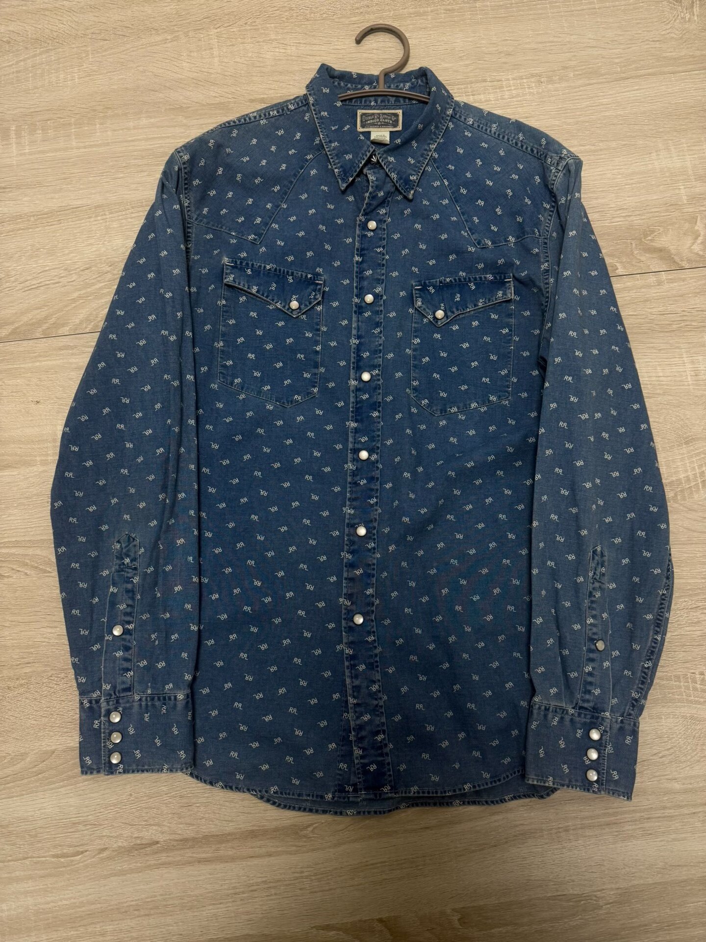 RRL Indigo Logo Button-Front Shirt