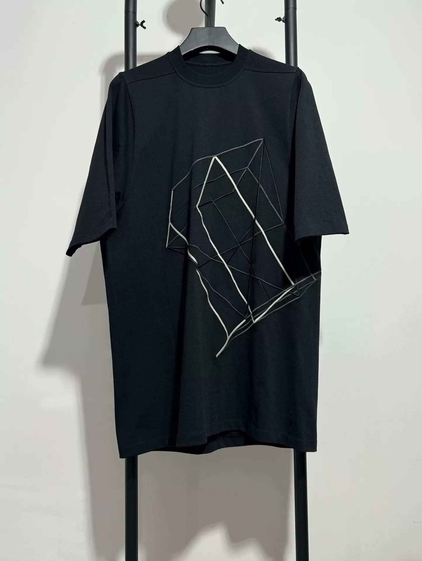Rick Owens Geometric Embroidery Black T-shirt