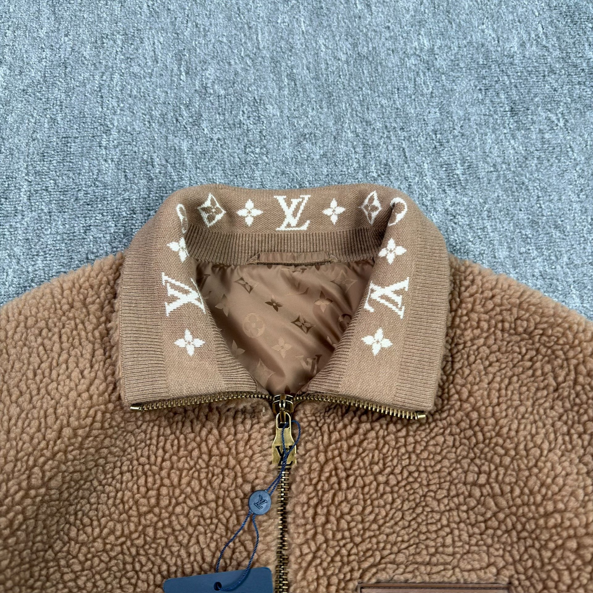 Louis Vuitton Brown Monogram Teddy Coat — detail