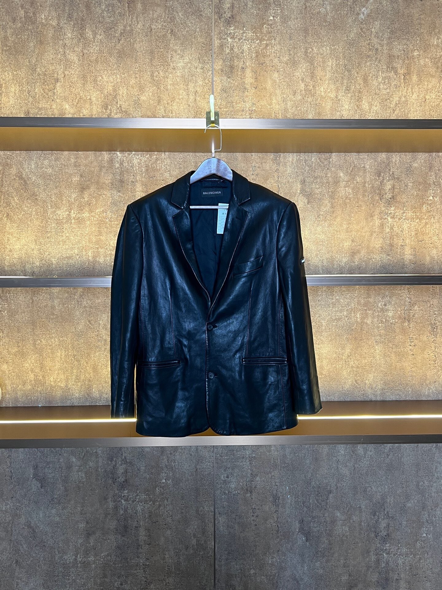 Balenciaga Sleeve Logo Sheepskin Blazer