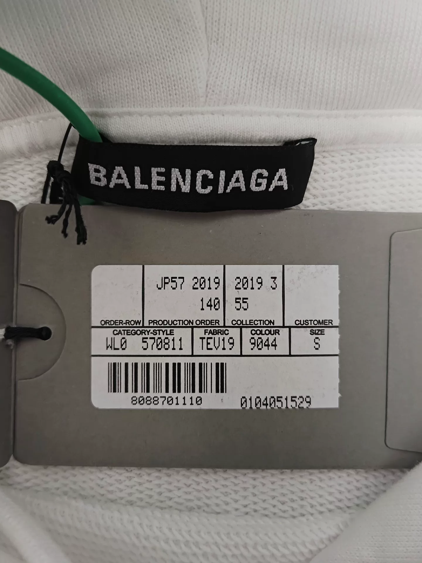 Balenciaga White Logo Hoodie — back