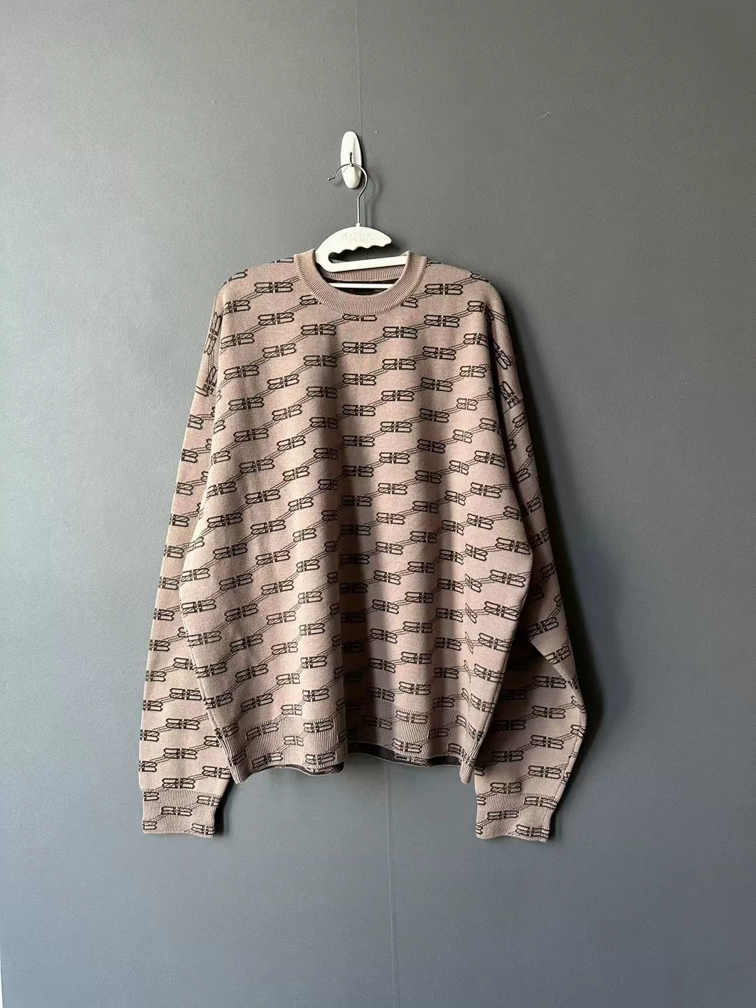 Balenciaga Khaki Lock Buckle Print Sweater