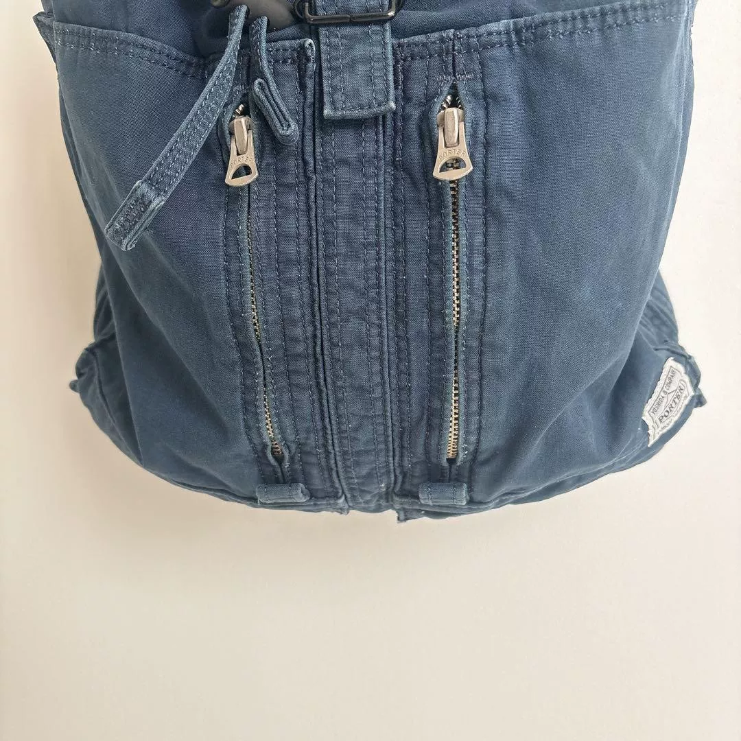Porter Deep Blue Indigo Dye Rucksack — back
