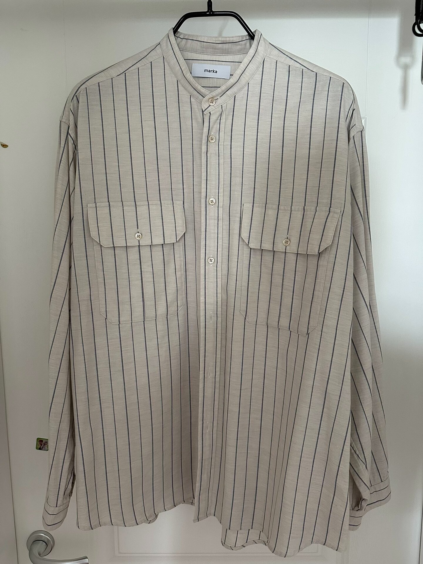 Marka Beige Vertical Striped Shirt