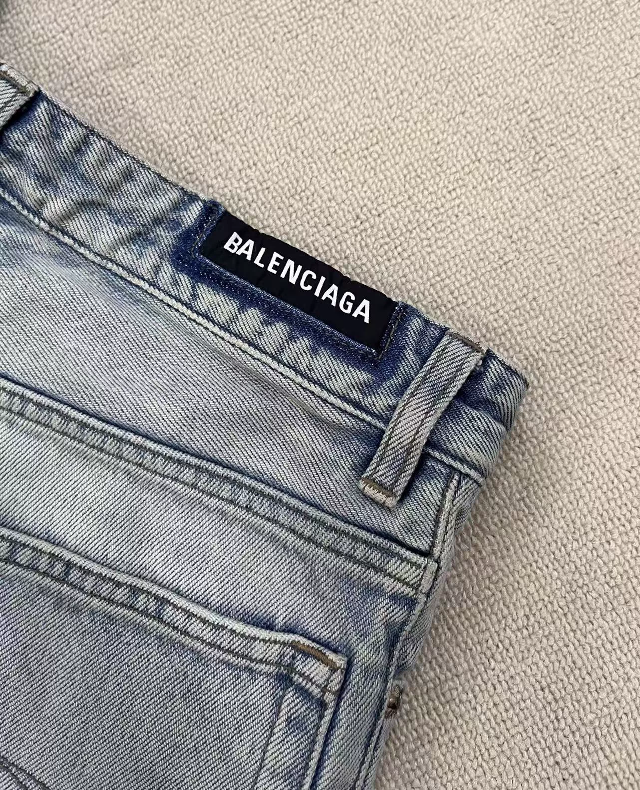 Balenciaga Men's Distressed Straight-Leg Jeans — detail